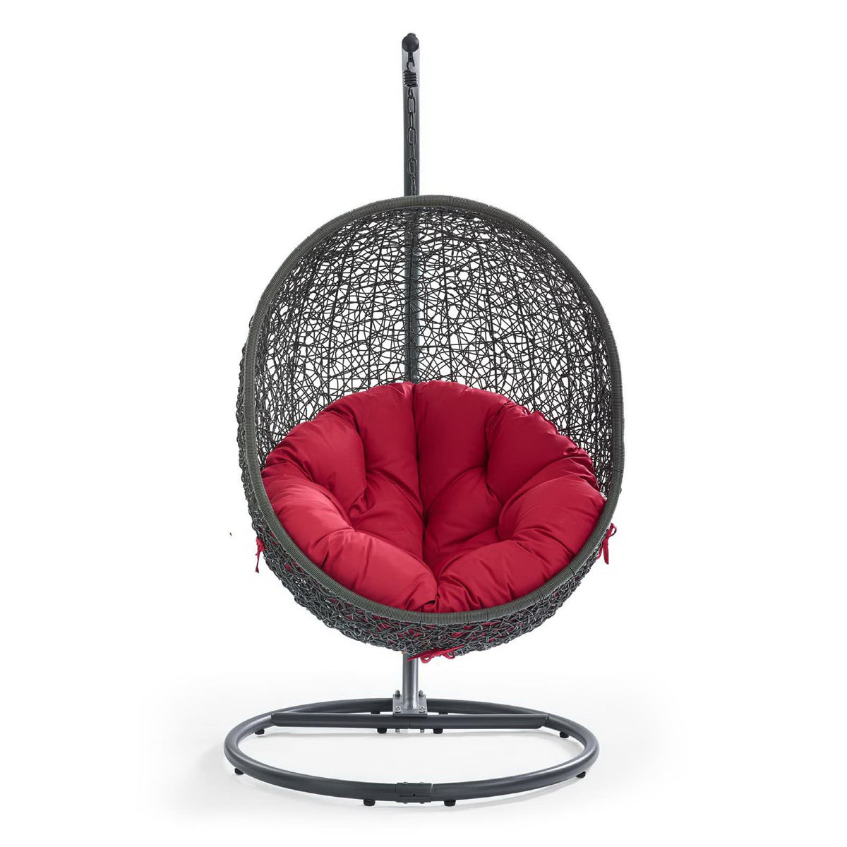 Hide Outdoor Patio Swing Chair With Stand, Gray Red