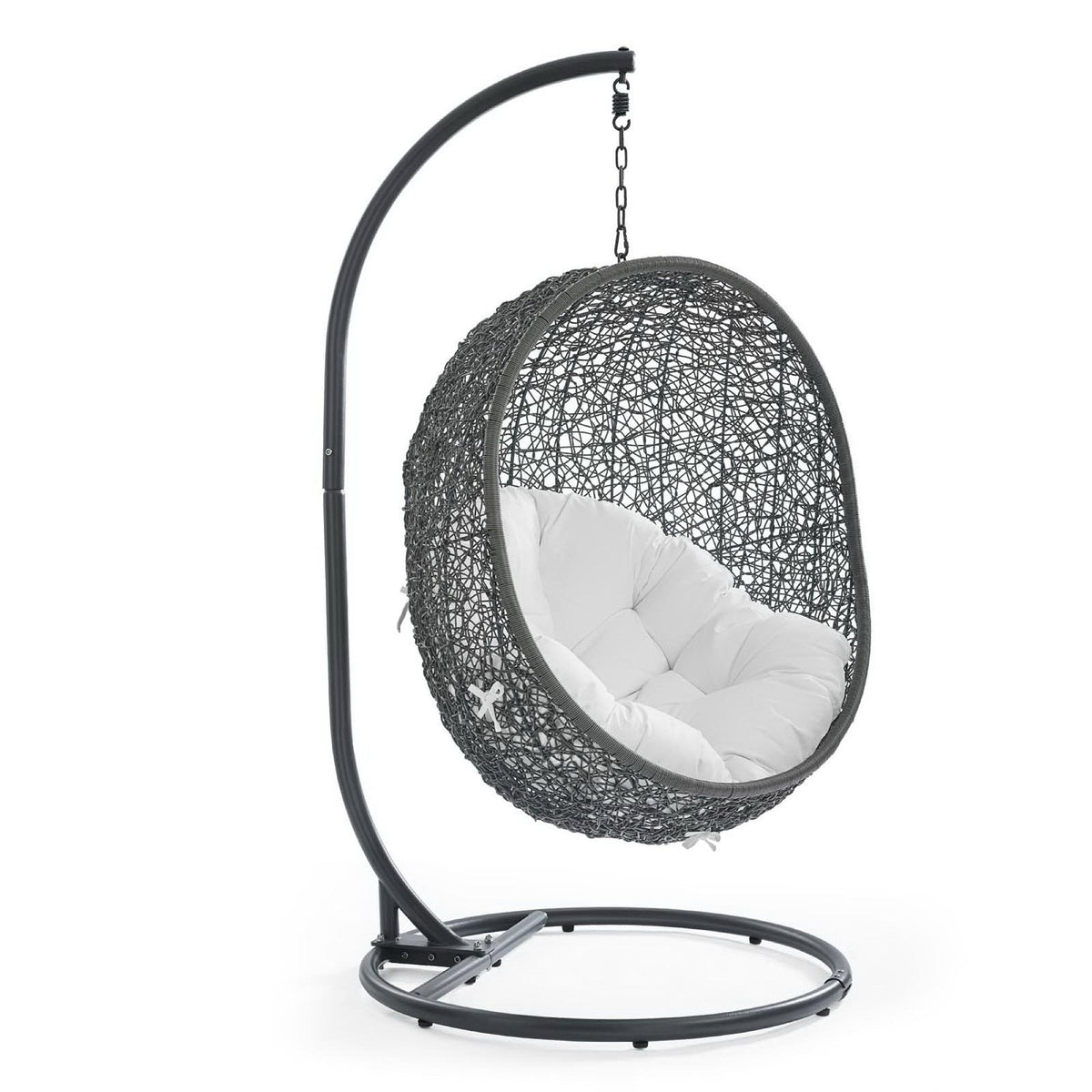 Hide Outdoor Patio Swing Chair With Stand, Gray White