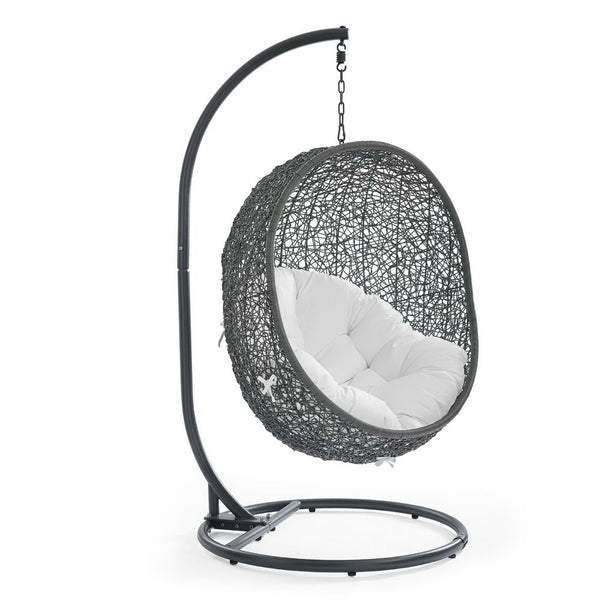 Hide Outdoor Patio Swing Chair With Stand, Gray White