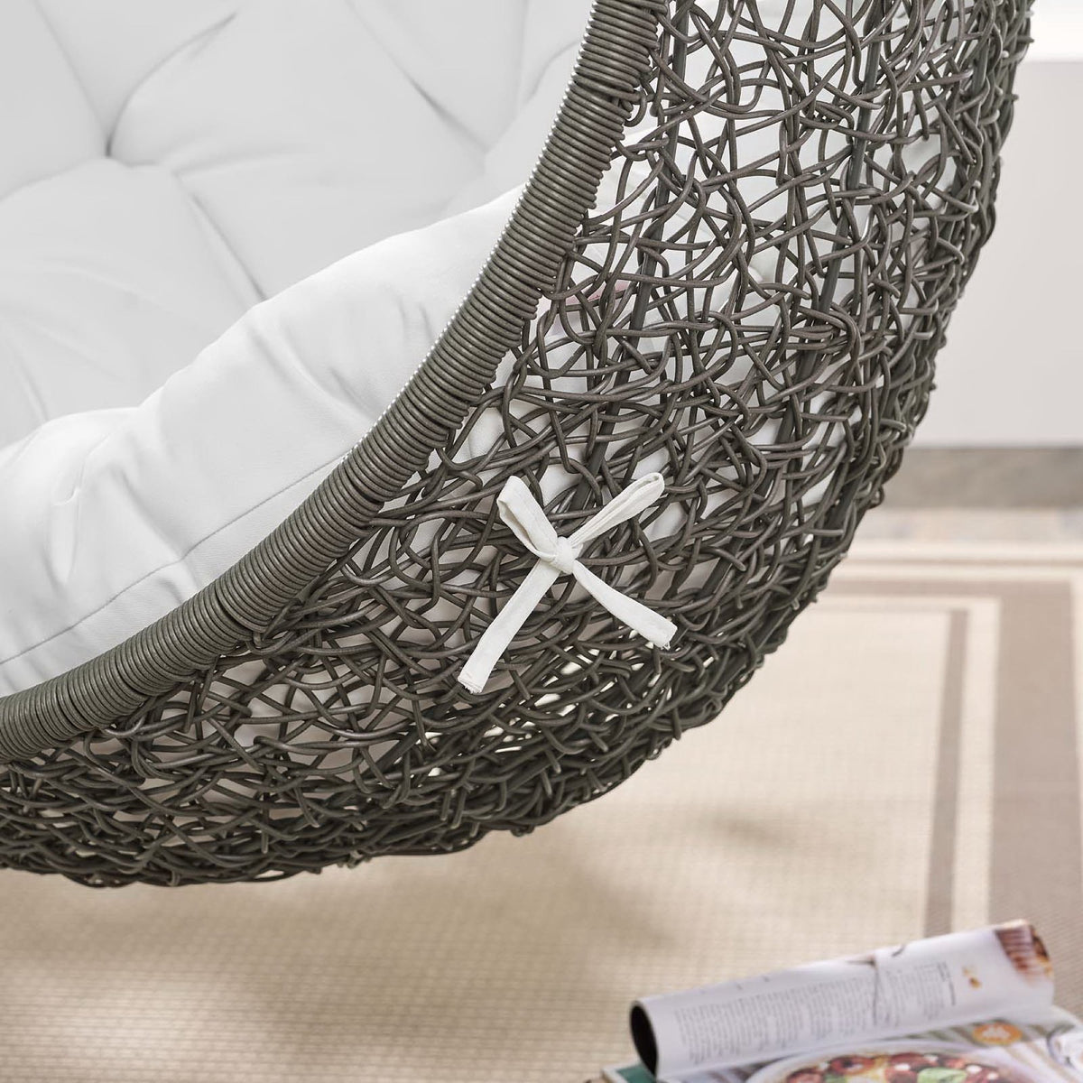 Hide Outdoor Patio Swing Chair With Stand, Gray White
