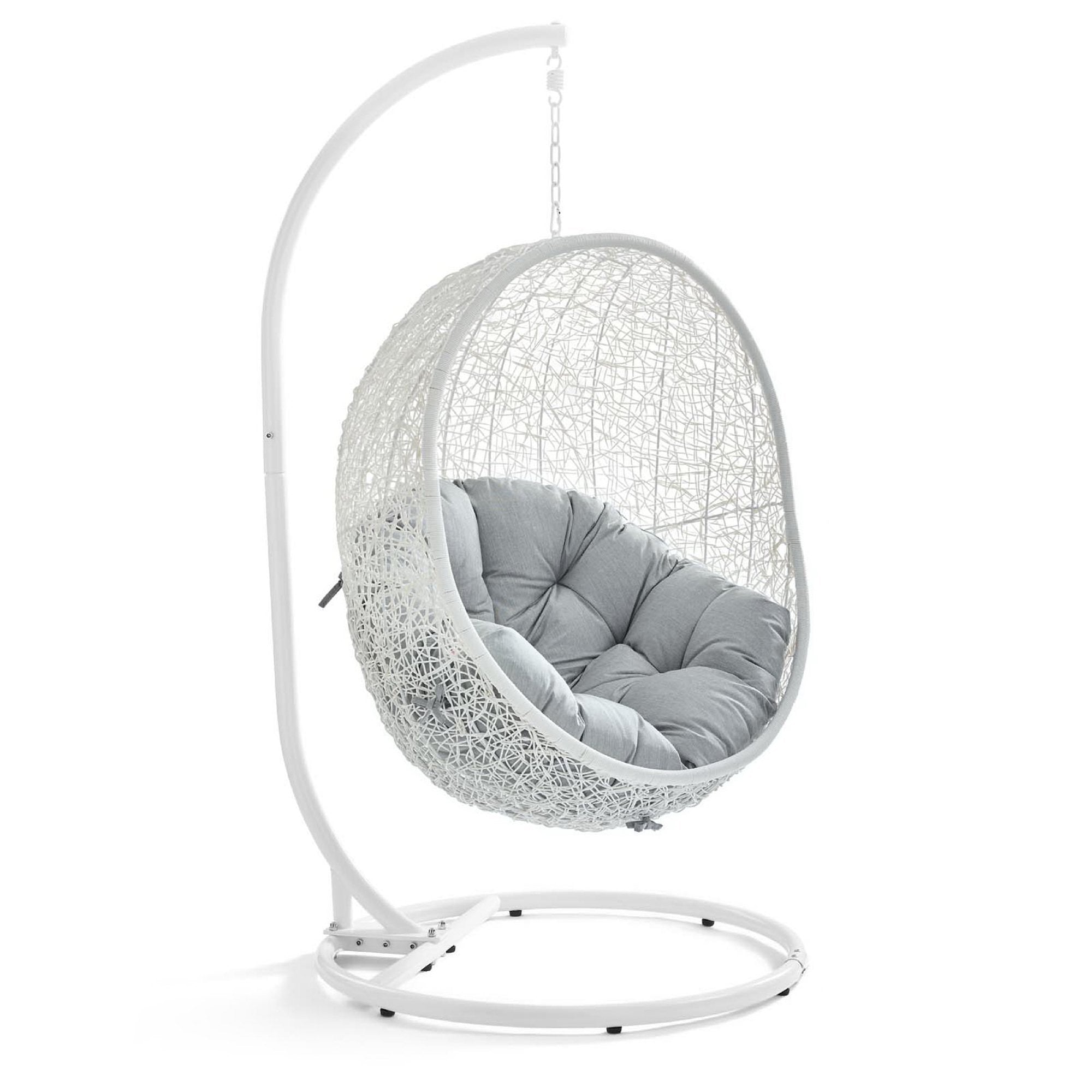 Hide Outdoor Patio Swing Chair With Stand, White Gray