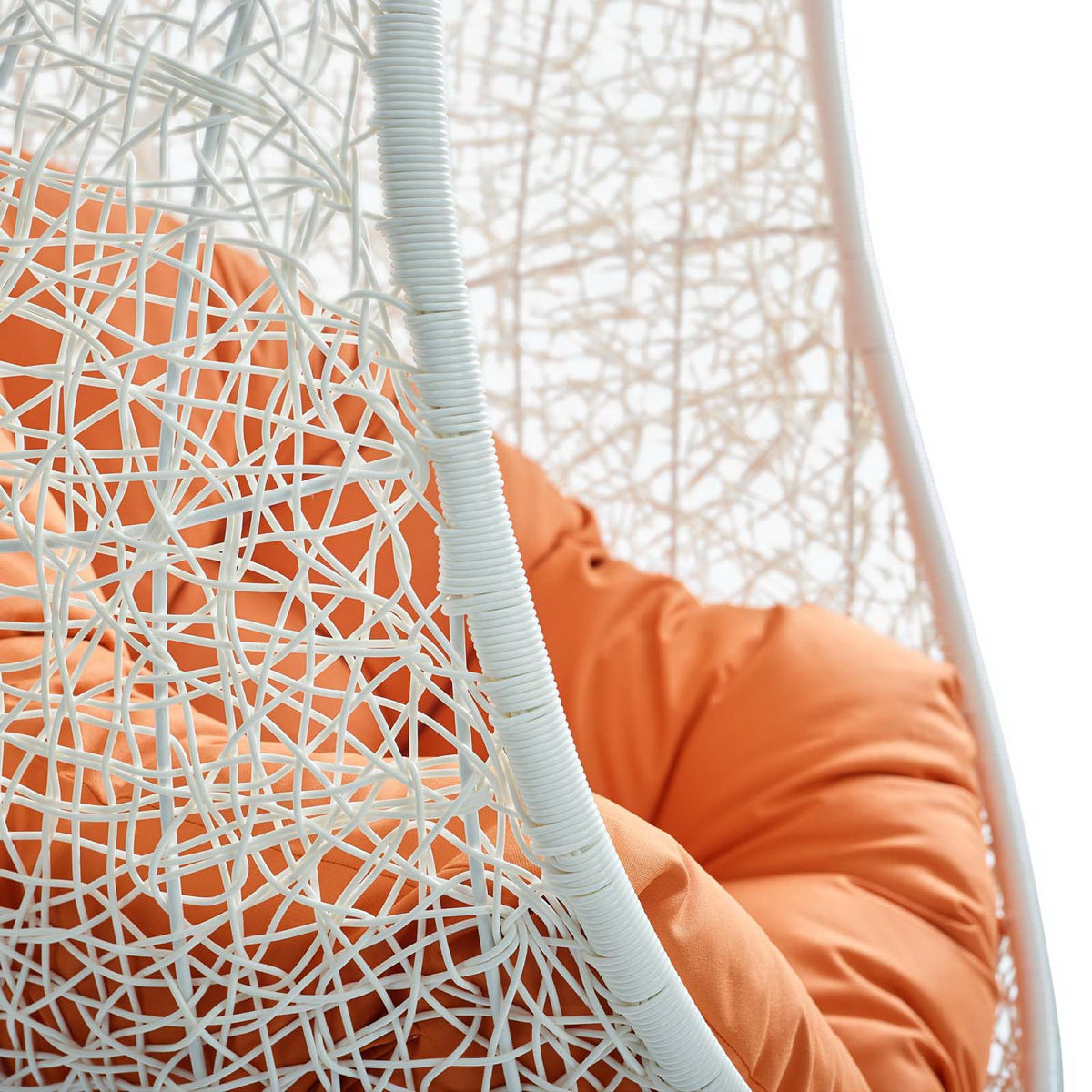 Hide Outdoor Patio Swing Chair With Stand, White Orange