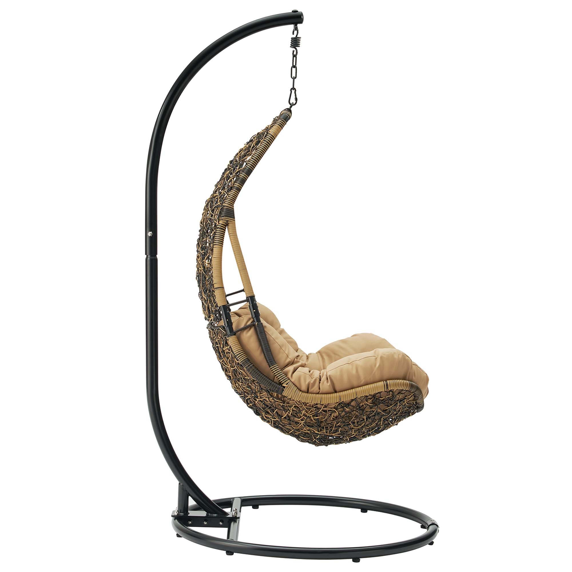 Abate Wicker Rattan Outdoor Patio Swing Chair, Black Mocha