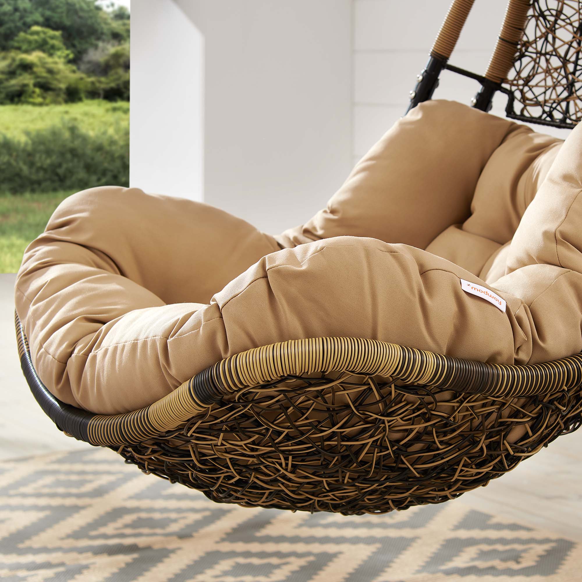 Abate Wicker Rattan Outdoor Patio Swing Chair, Black Mocha