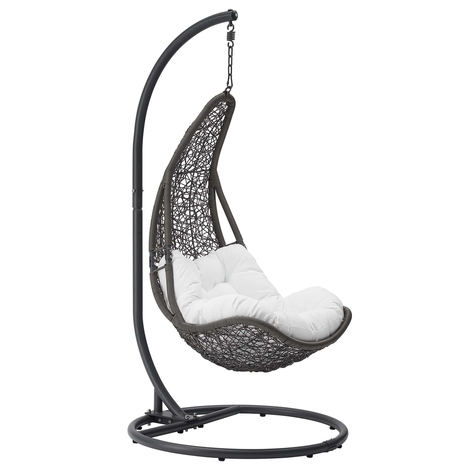 Abate Wicker Rattan Outdoor Patio Swing Chair, Gray White