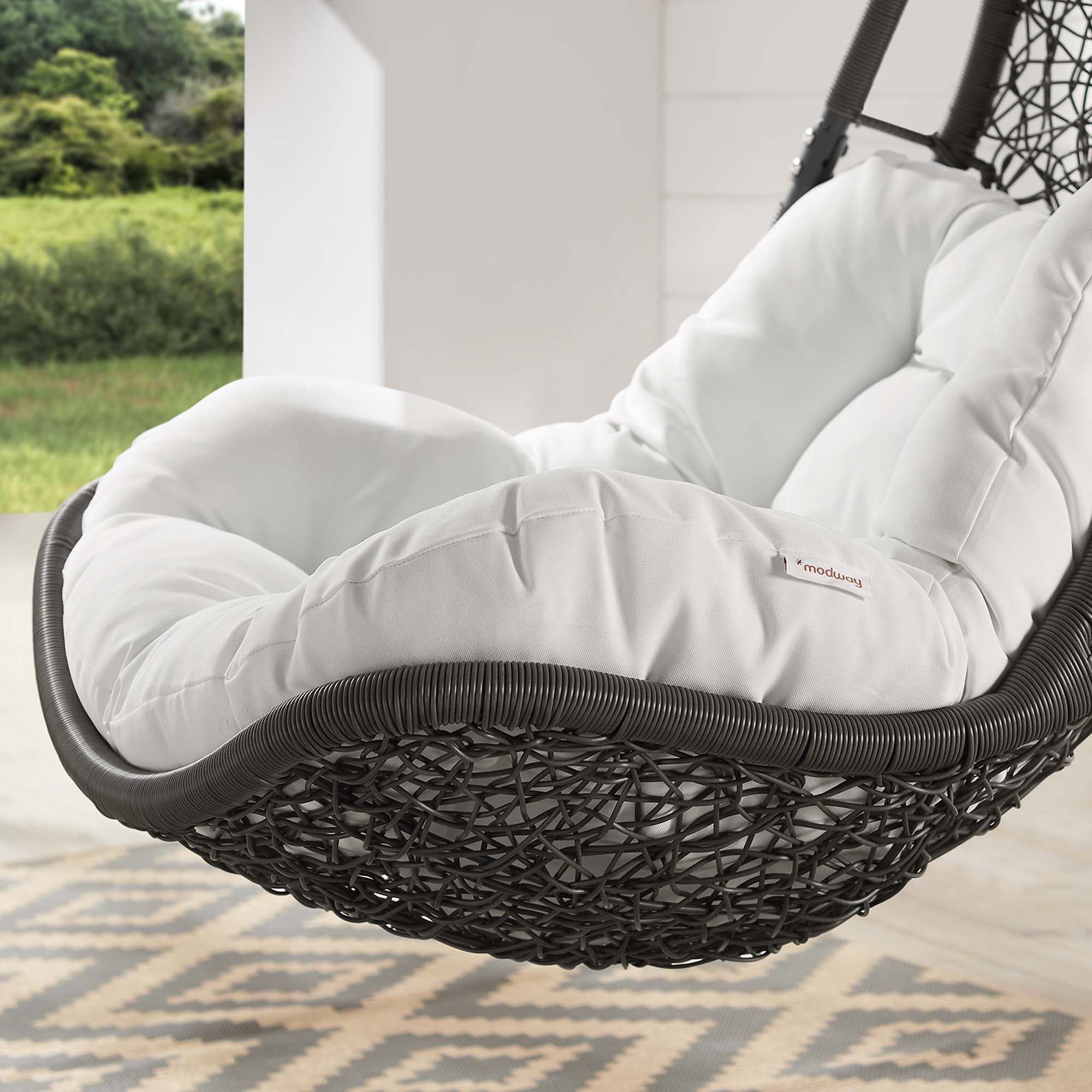 Abate Wicker Rattan Outdoor Patio Swing Chair, Gray White
