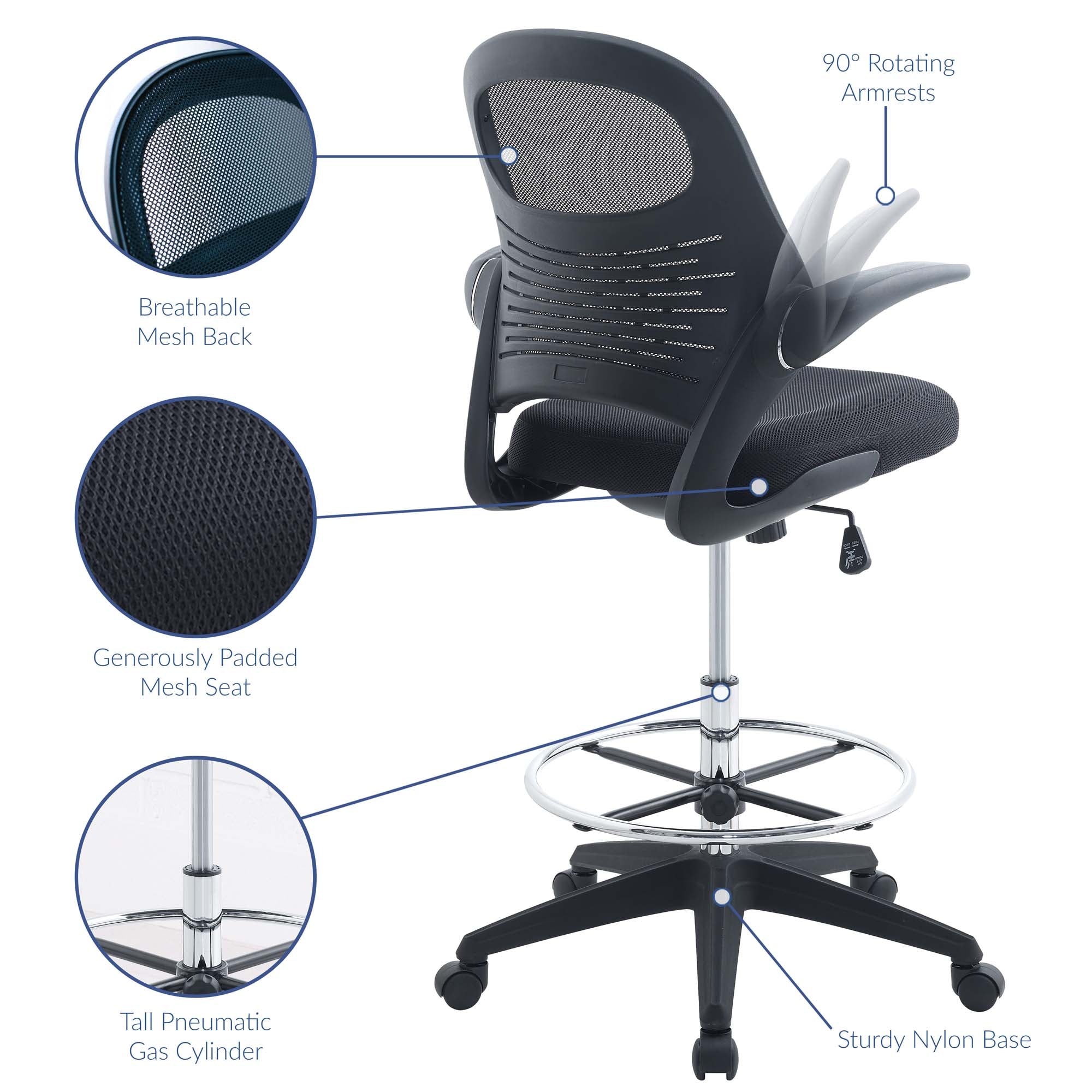 Stealth Drafting Chair, Black