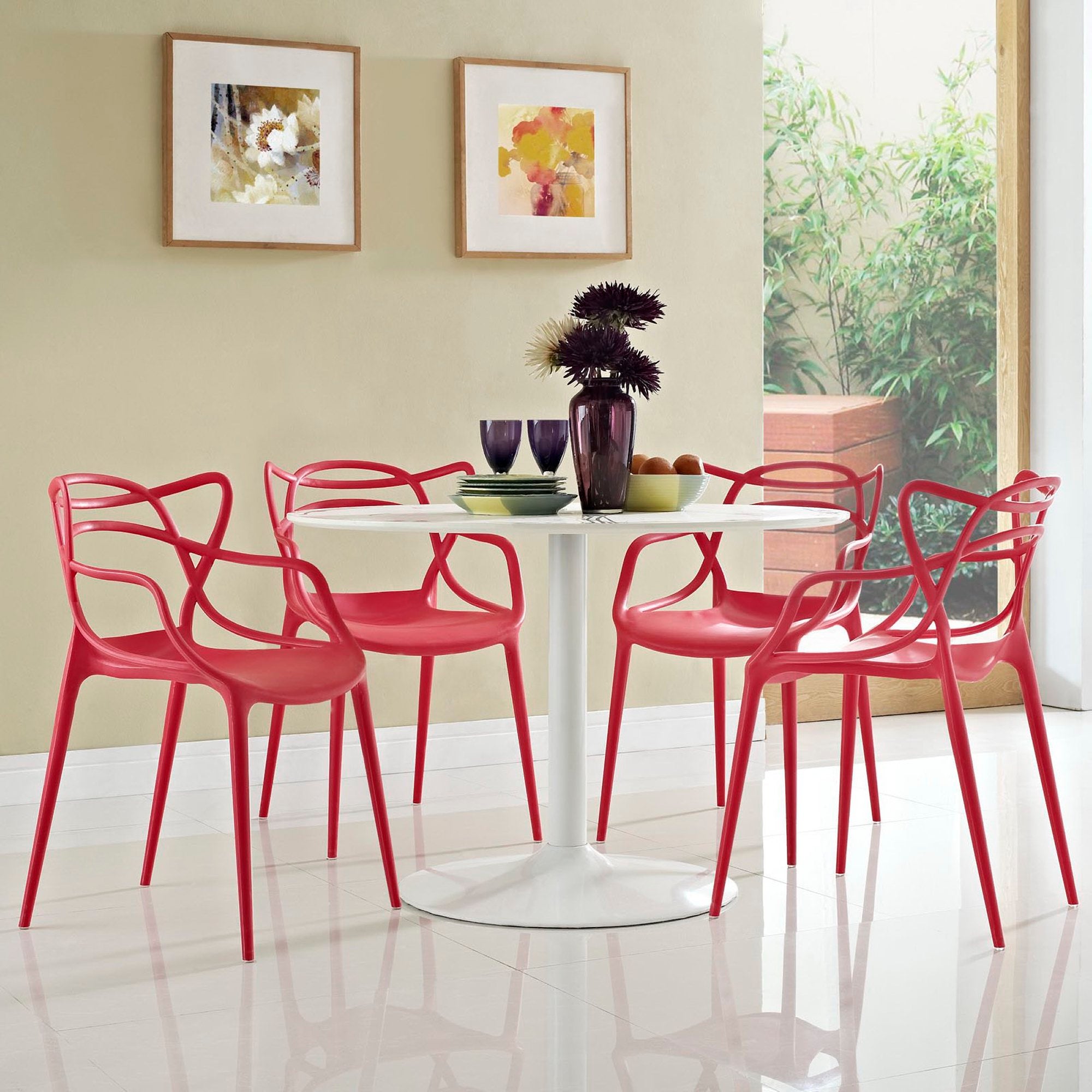 Entangled Dining Set Set of 4, Red