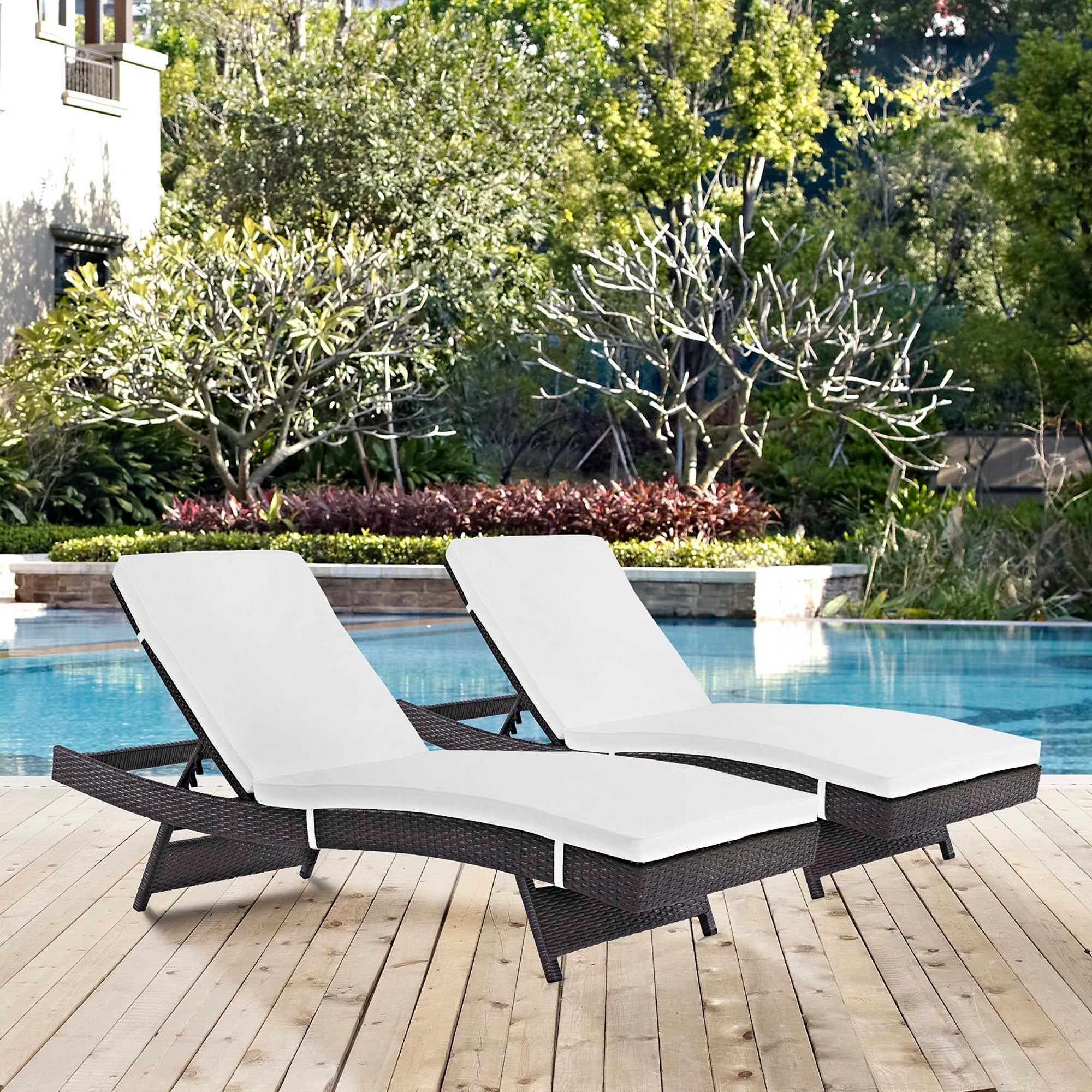 Convene Outdoor Patio Chaise Set of 2, Espresso White