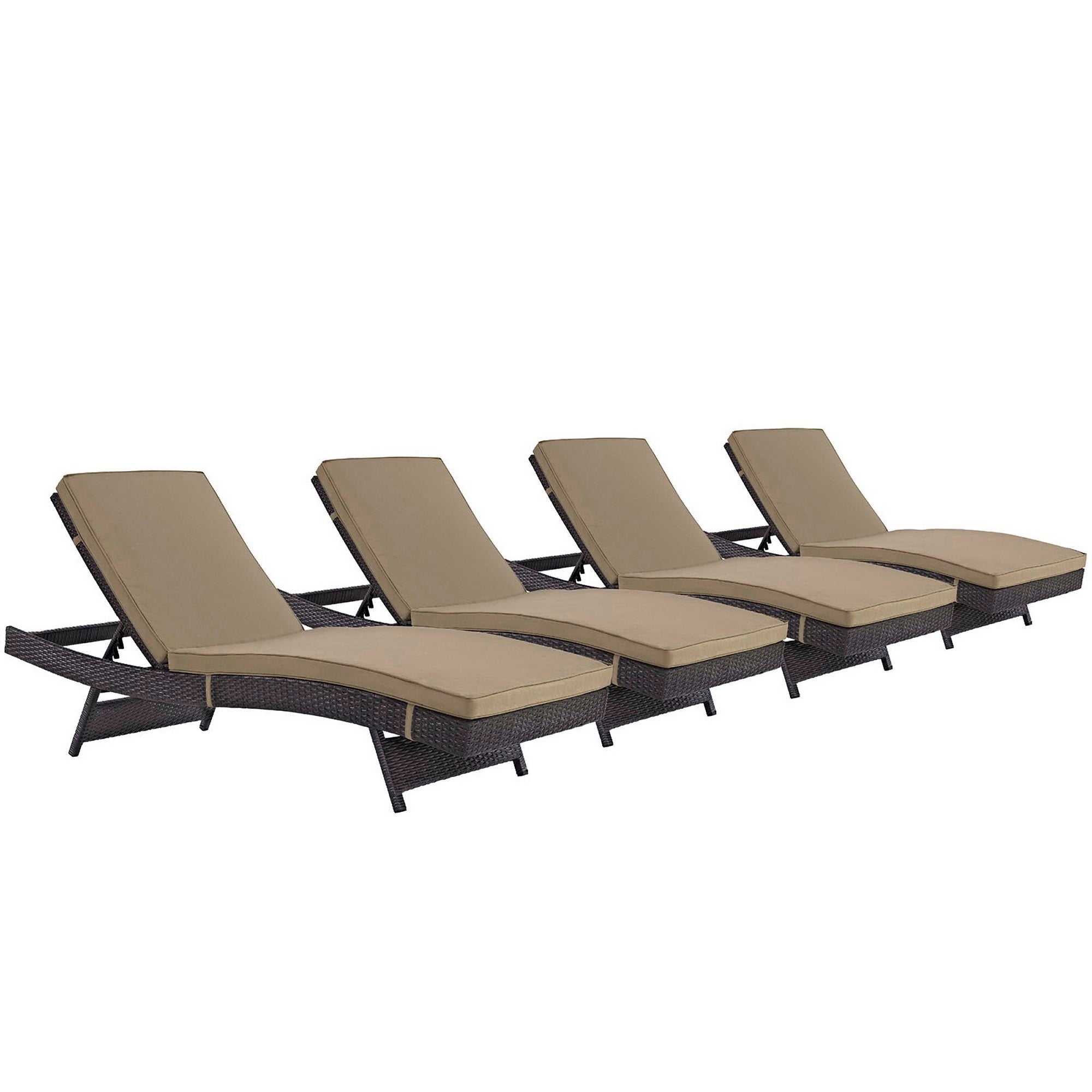 Convene Outdoor Patio Chaise Set of 4, Espresso Mocha