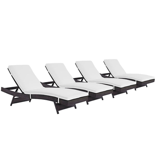 Convene Outdoor Patio Chaise Set of 4, Espresso White