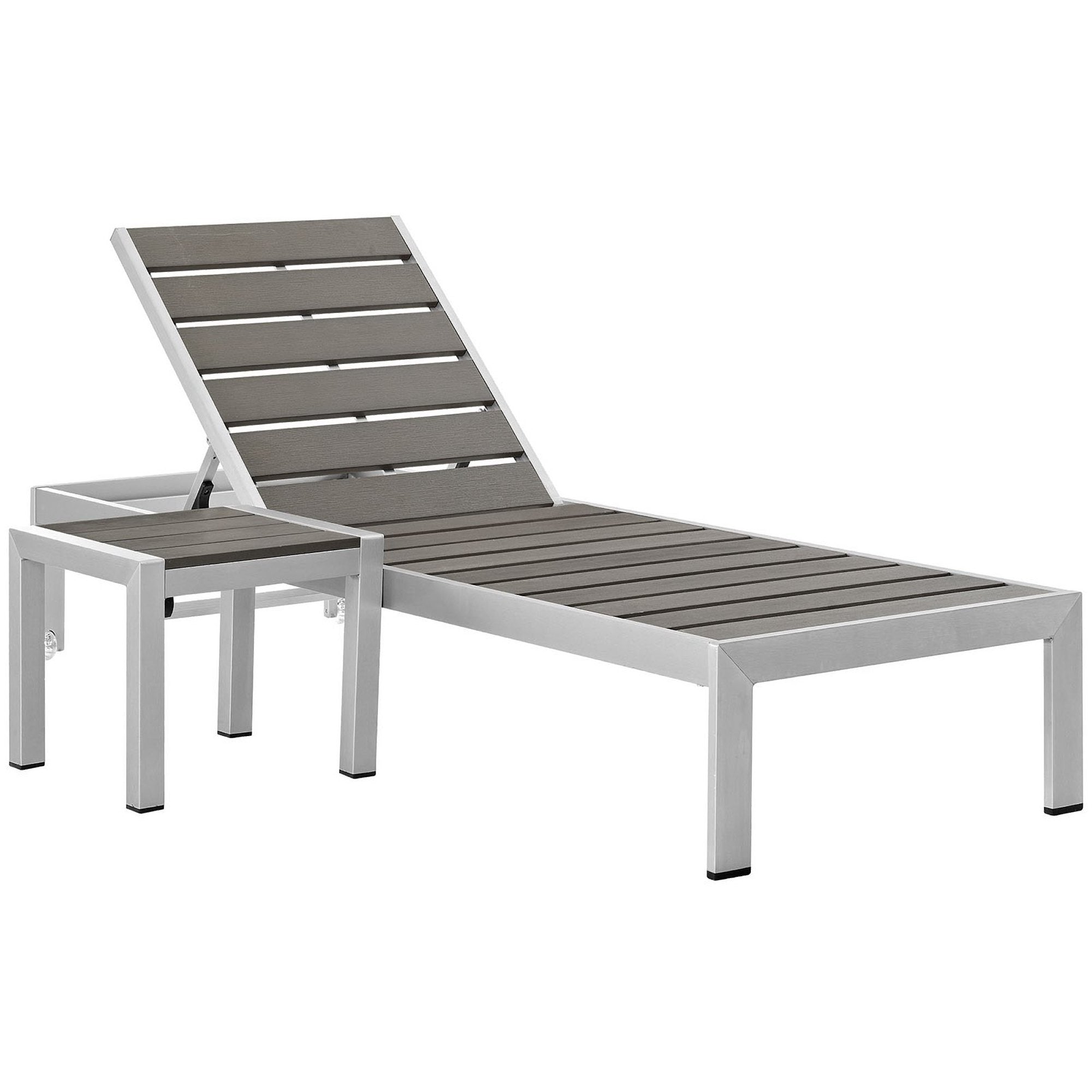 Shore 2 Piece Outdoor Patio Aluminum Set, Silver Gray