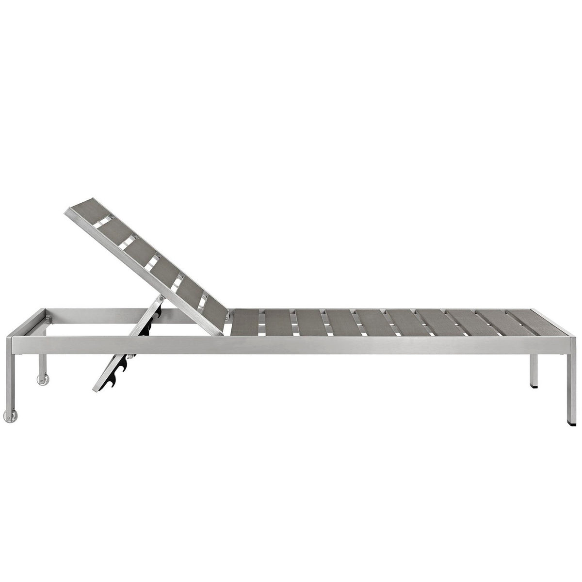 Shore Outdoor Patio Aluminum Chaise Set of 4, Silver Gray