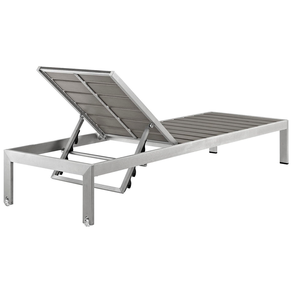 Shore Outdoor Patio Aluminum Chaise Set of 6, Silver Gray
