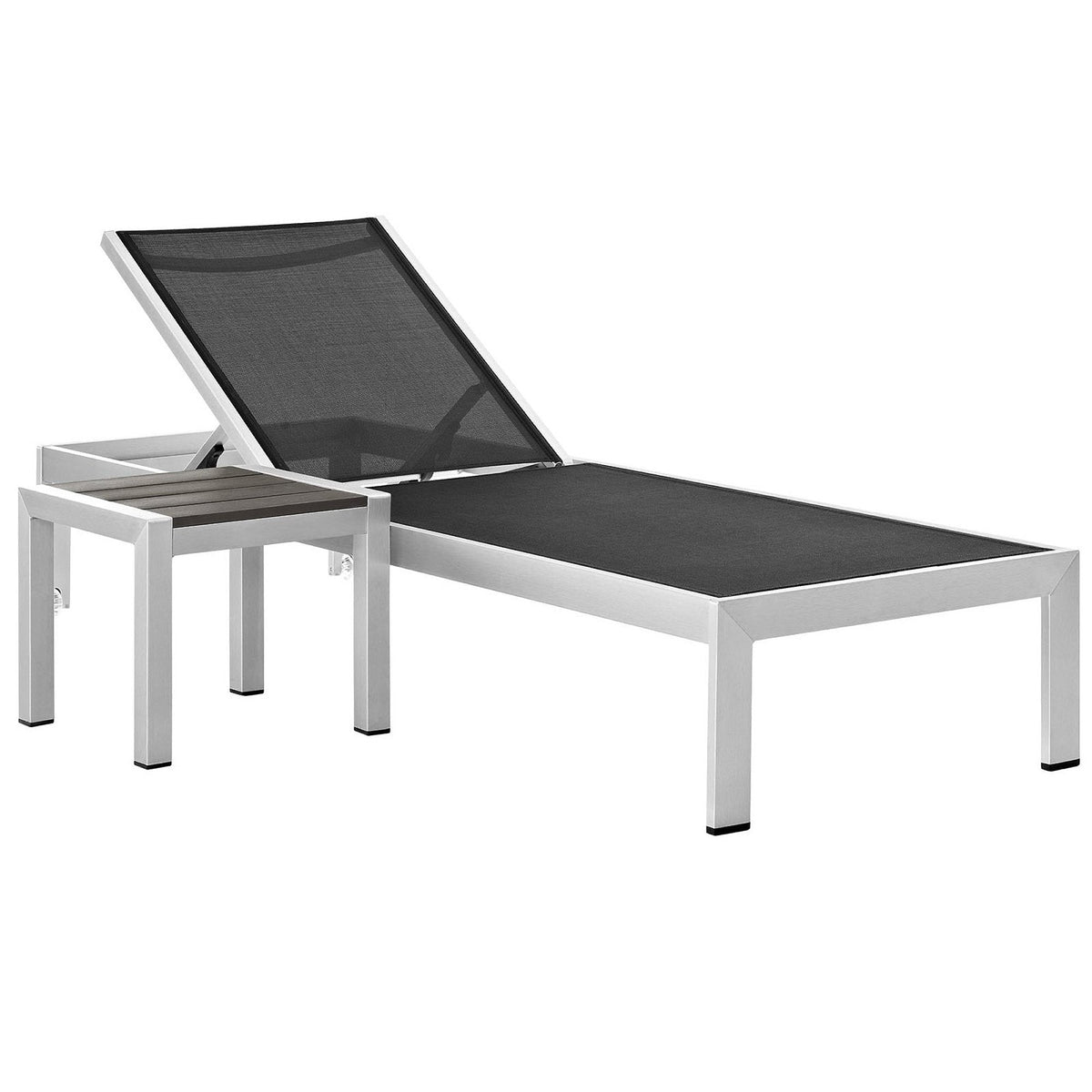 Shore 2 Piece Outdoor Patio Aluminum Set, Silver Black