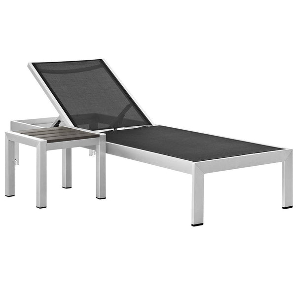 Shore 2 Piece Outdoor Patio Aluminum Set, Silver Black