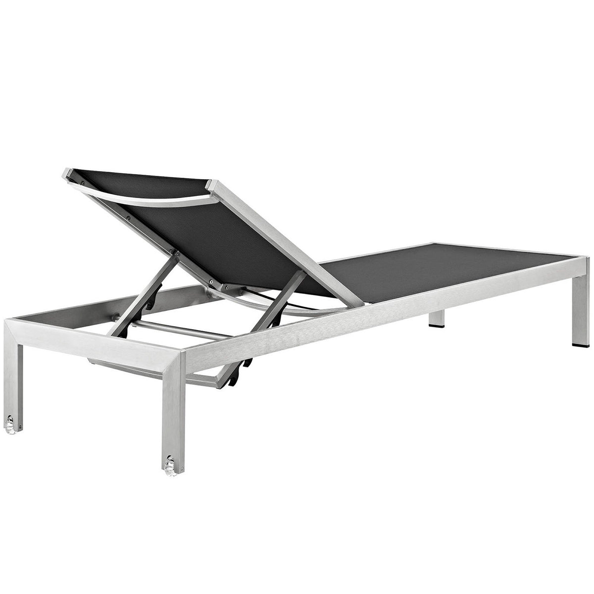 Shore 2 Piece Outdoor Patio Aluminum Set, Silver Black