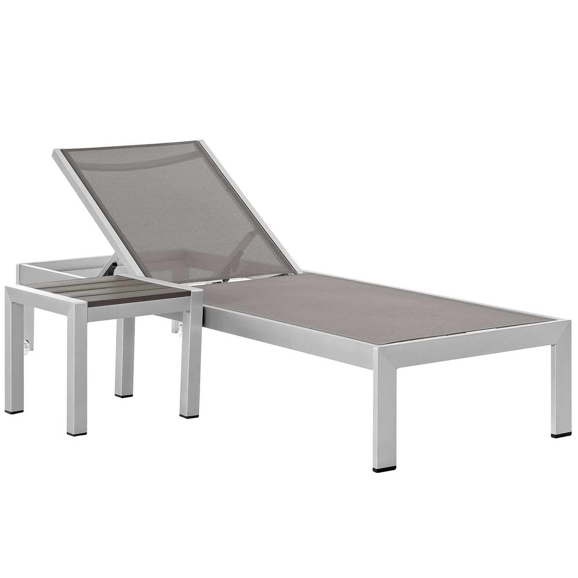 Shore 2 Piece Outdoor Patio Aluminum Set, Silver Gray