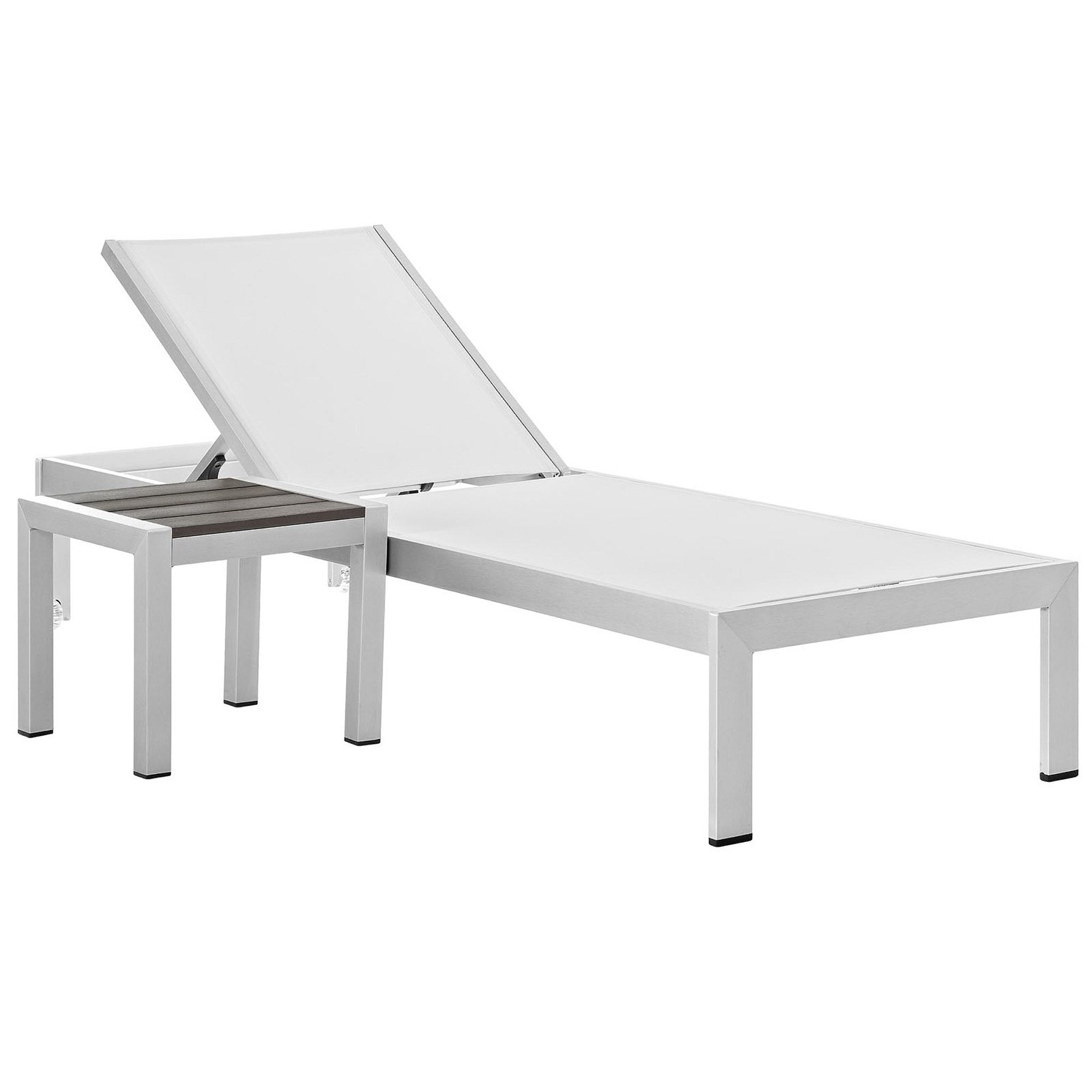 Shore 2 Piece Outdoor Patio Aluminum Set, Silver White
