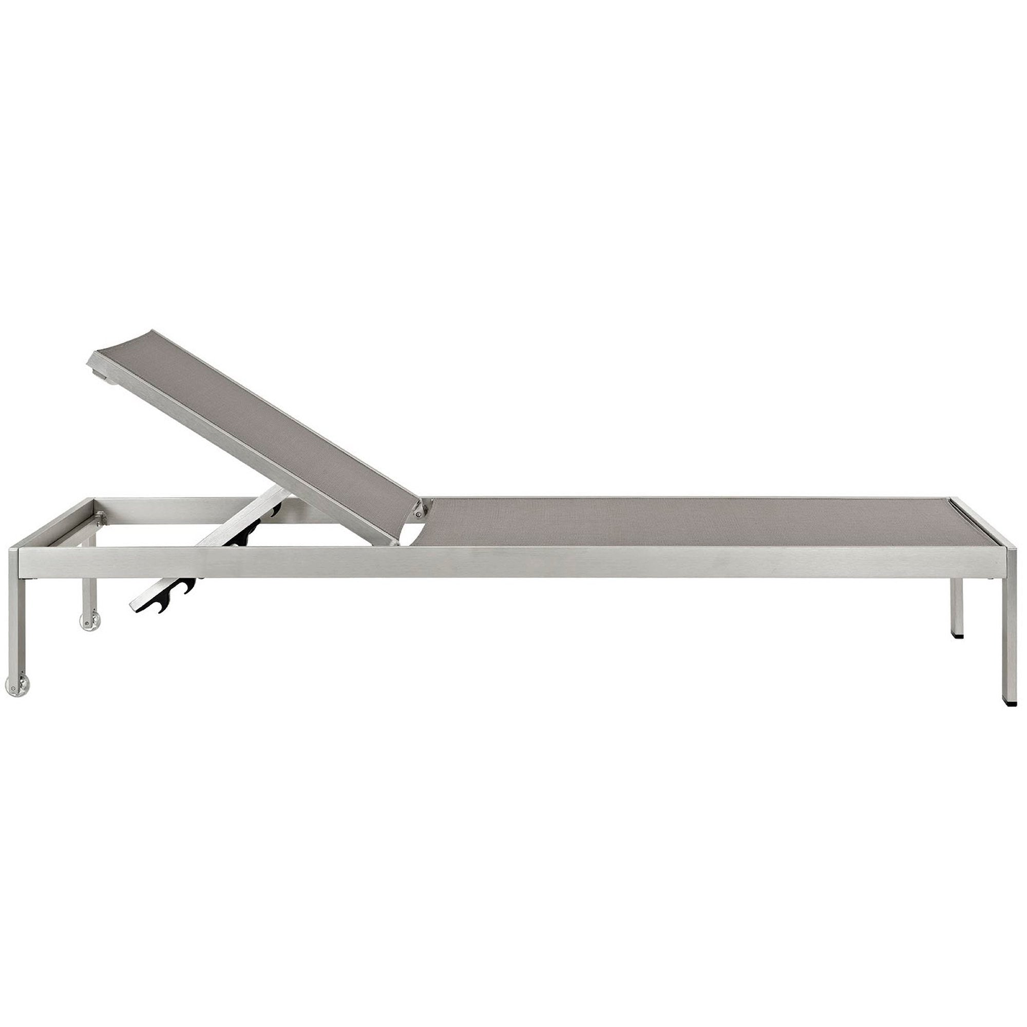 Shore Outdoor Patio Aluminum Chaise Set of 4, Silver Gray