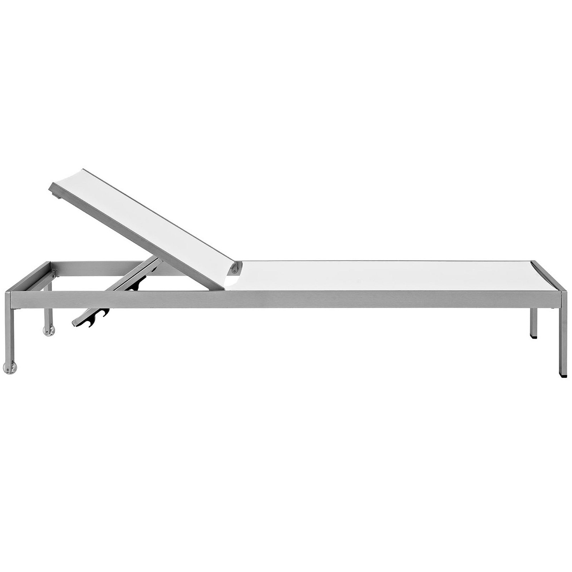 Shore Outdoor Patio Aluminum Chaise Set of 6, Silver White