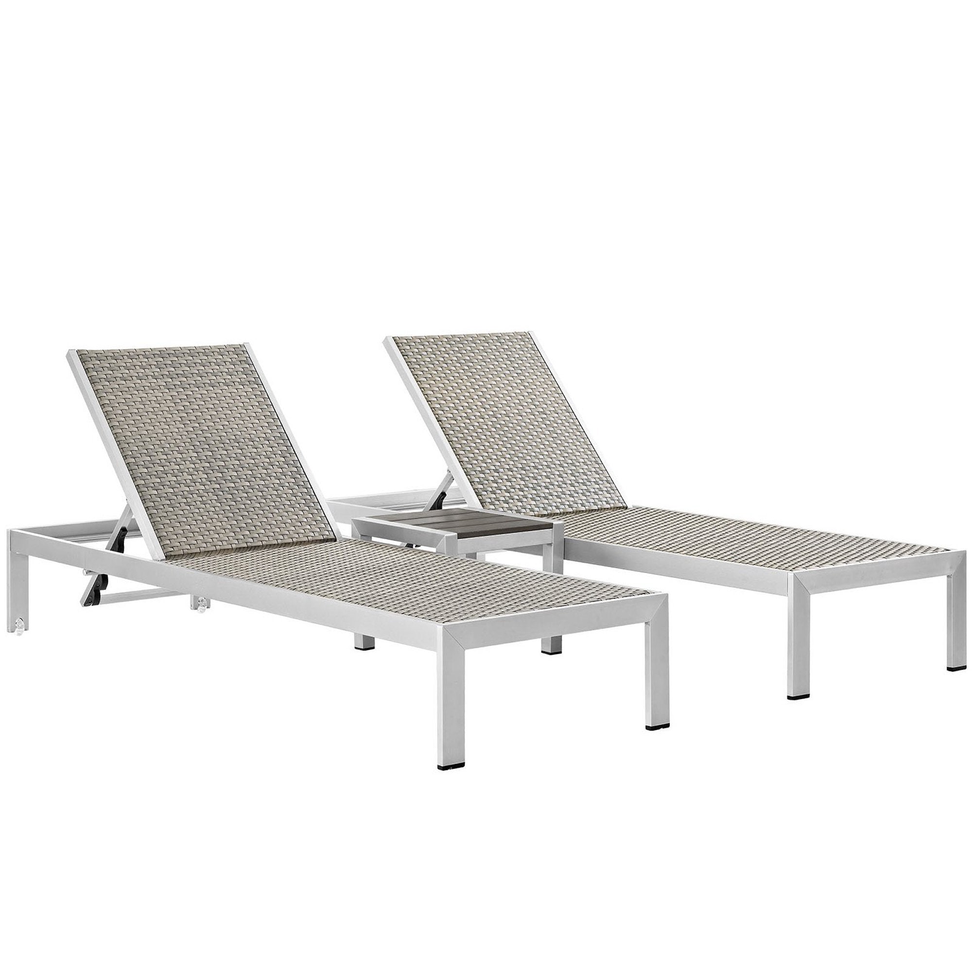 Shore 3 Piece Outdoor Patio Aluminum Set, Silver Gray
