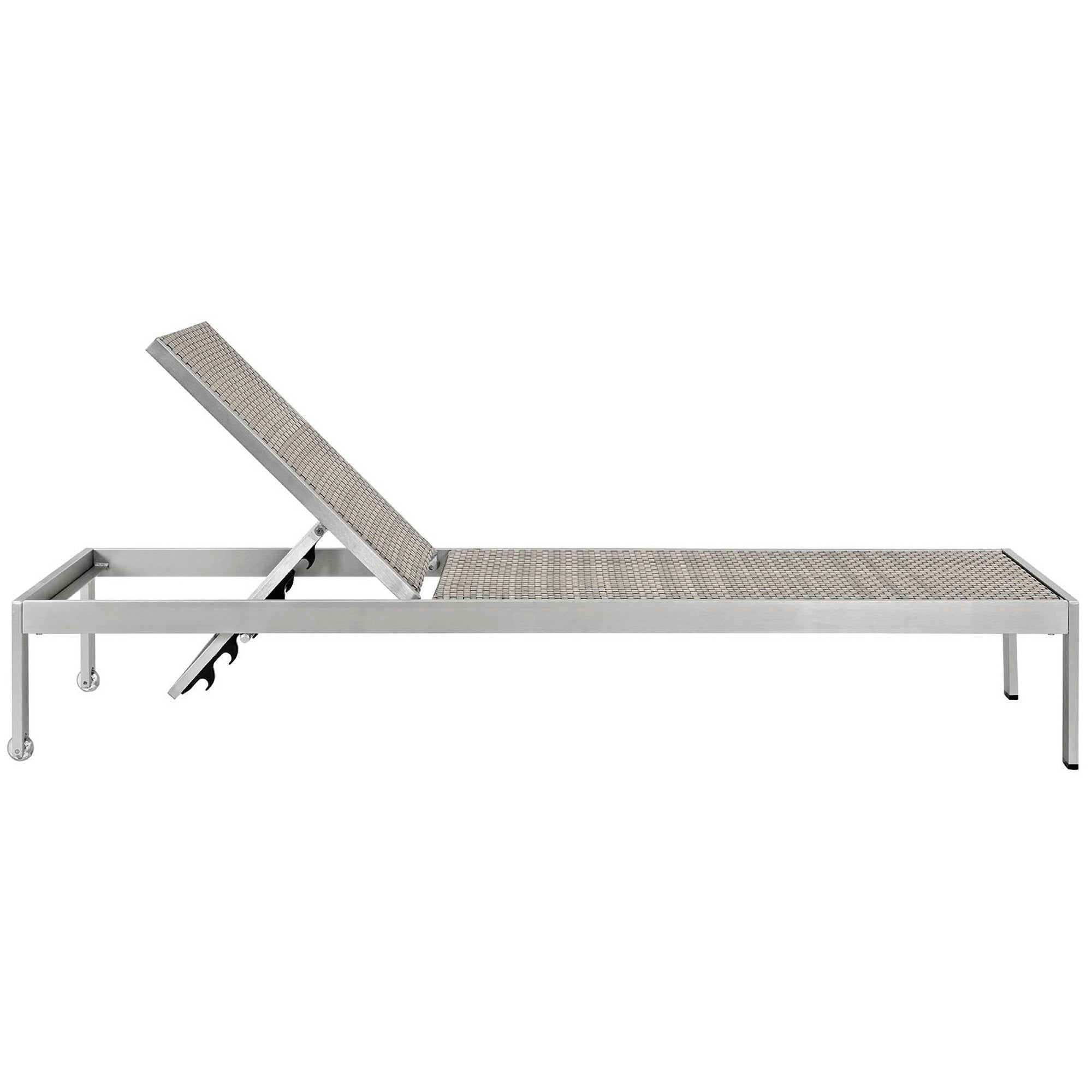 Shore Outdoor Patio Aluminum Chaise Set of 2, Silver Gray