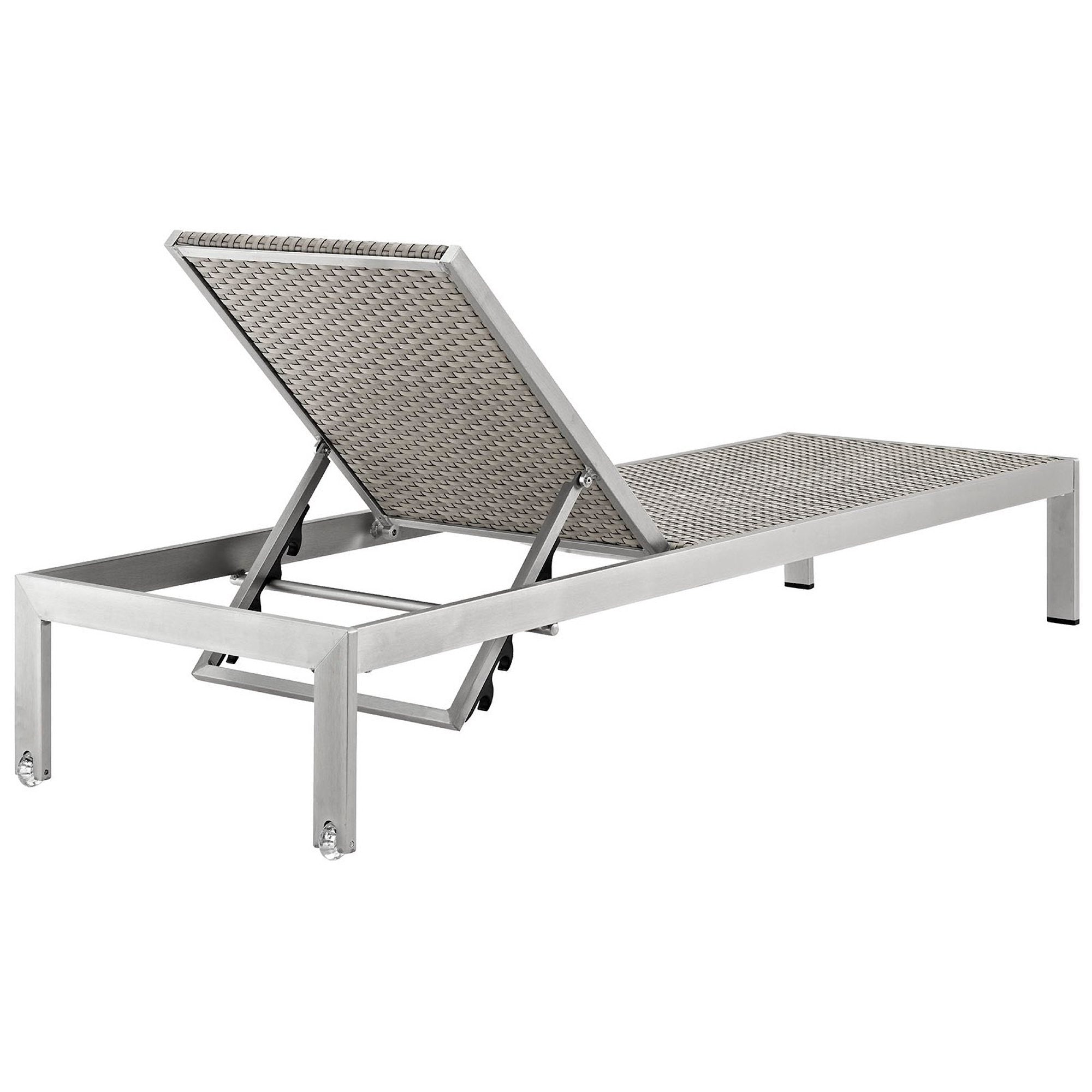 Shore Outdoor Patio Aluminum Chaise Set of 2, Silver Gray