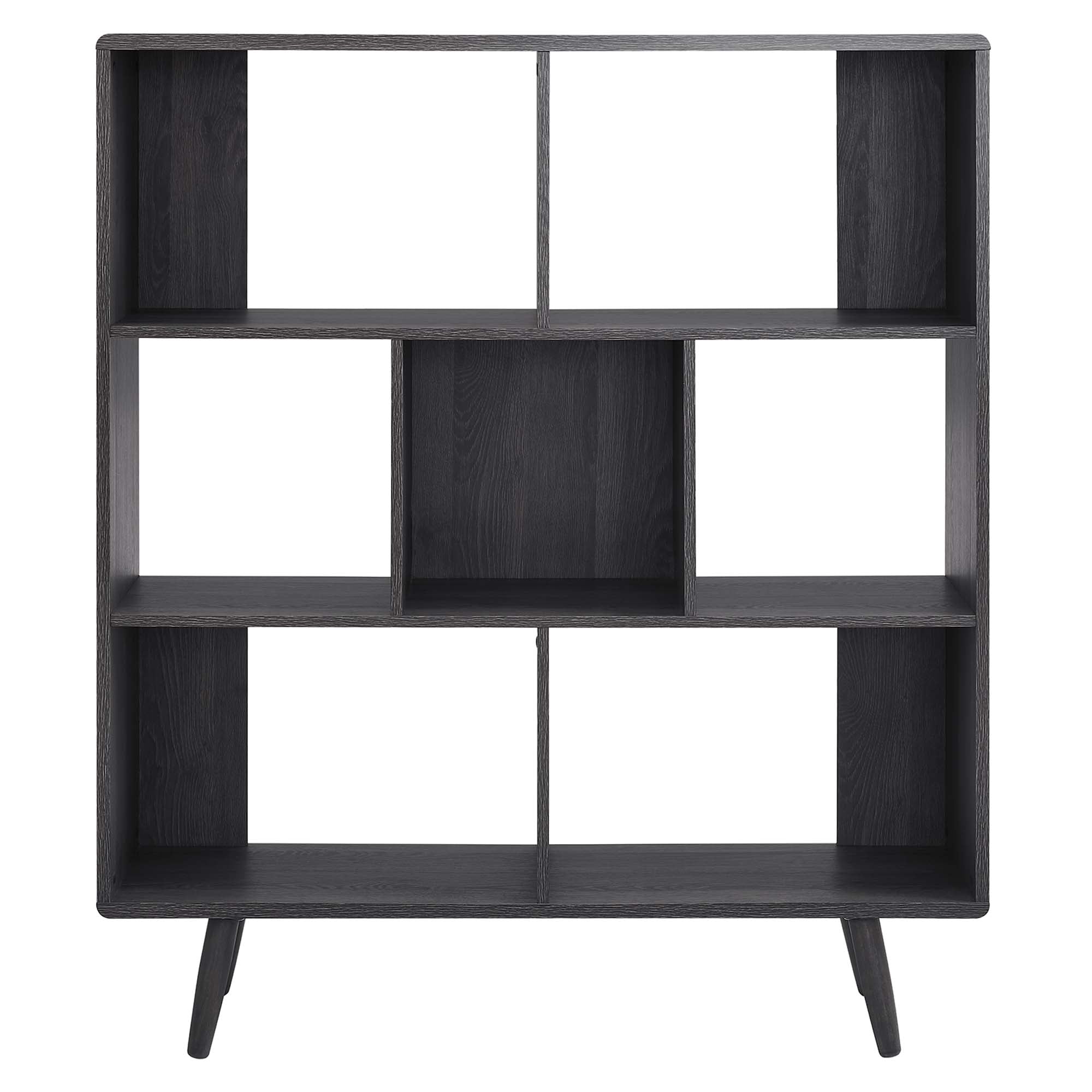Transmit 7 Shelf Wood Grain Bookcase, Charcoal