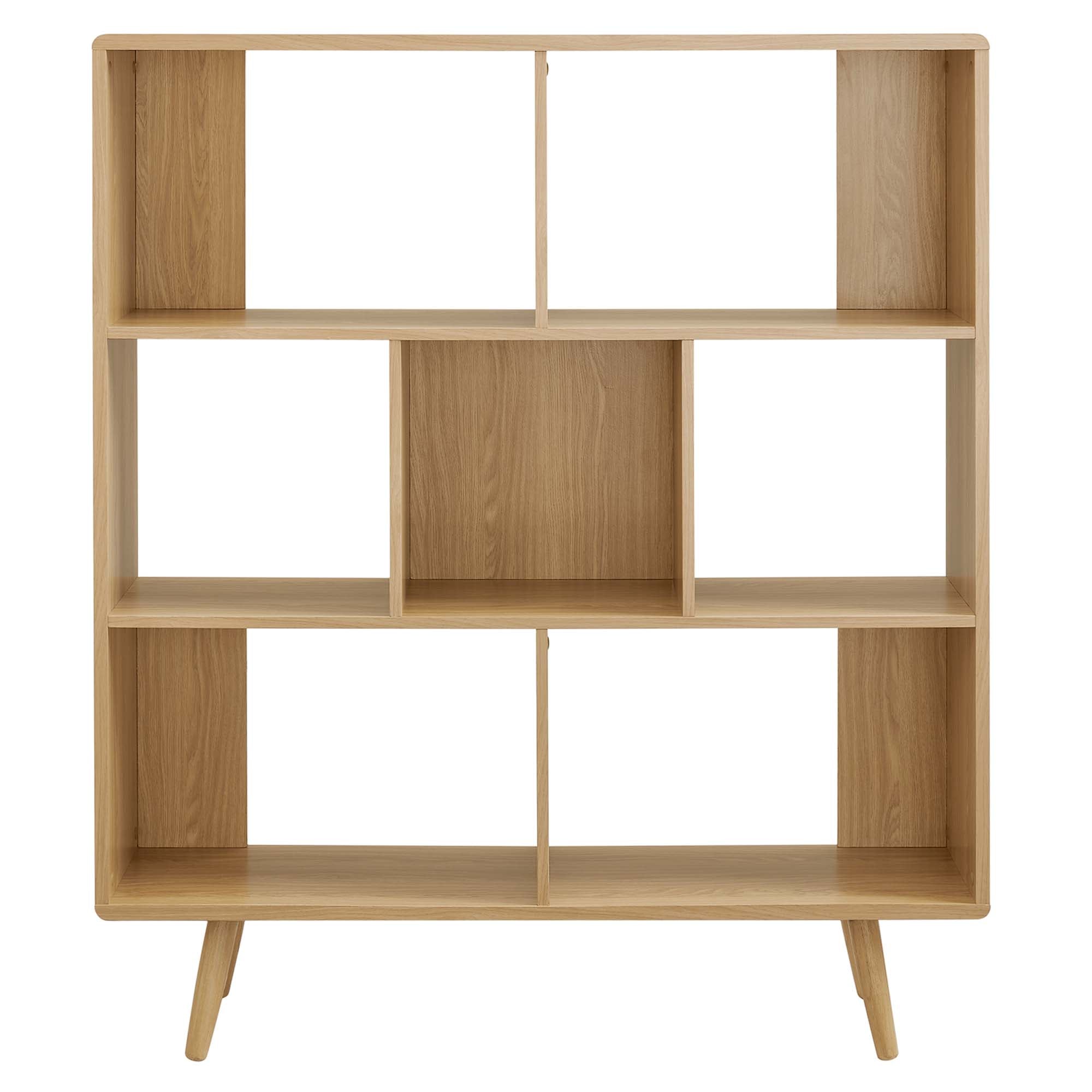 Transmit 7 Shelf Wood Grain Bookcase, Oak