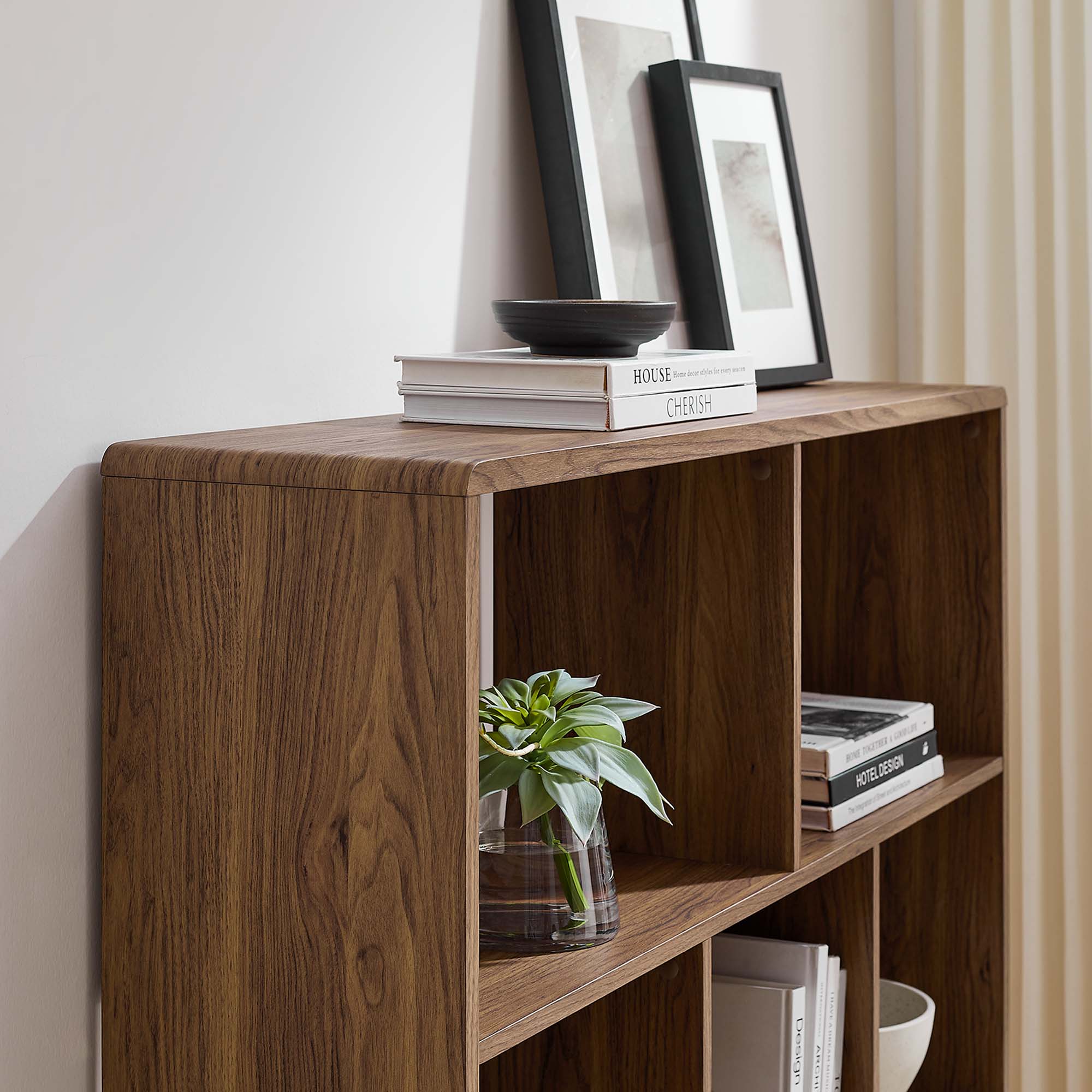 Transmit 7 Shelf Wood Grain Bookcase, Walnut