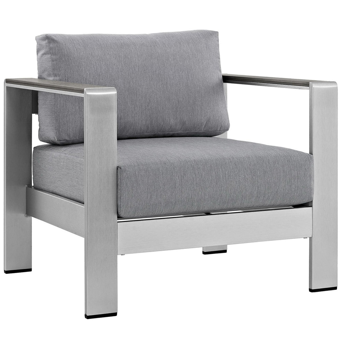 Shore 6 Piece Outdoor Patio Aluminum Sectional Sofa Set, Silver Gray - Model EEI-2558