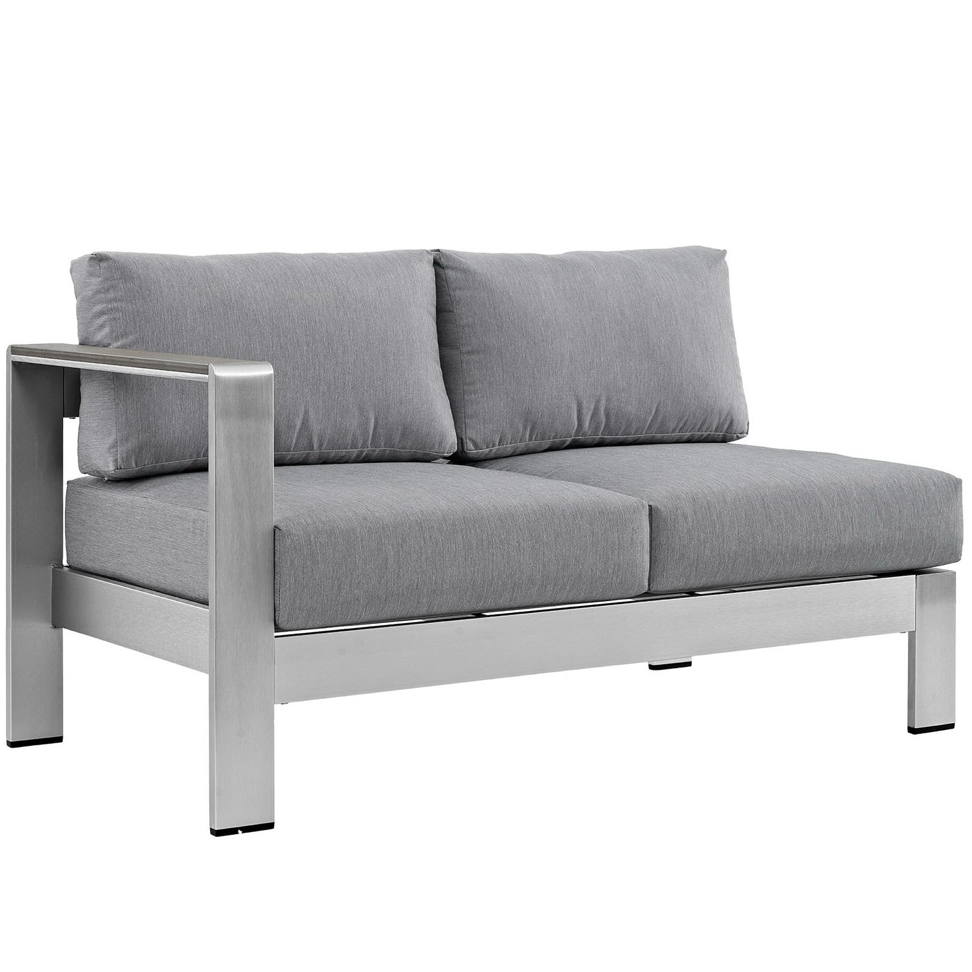 Shore 7 Piece Outdoor Patio Sectional Sofa Set, Silver Gray