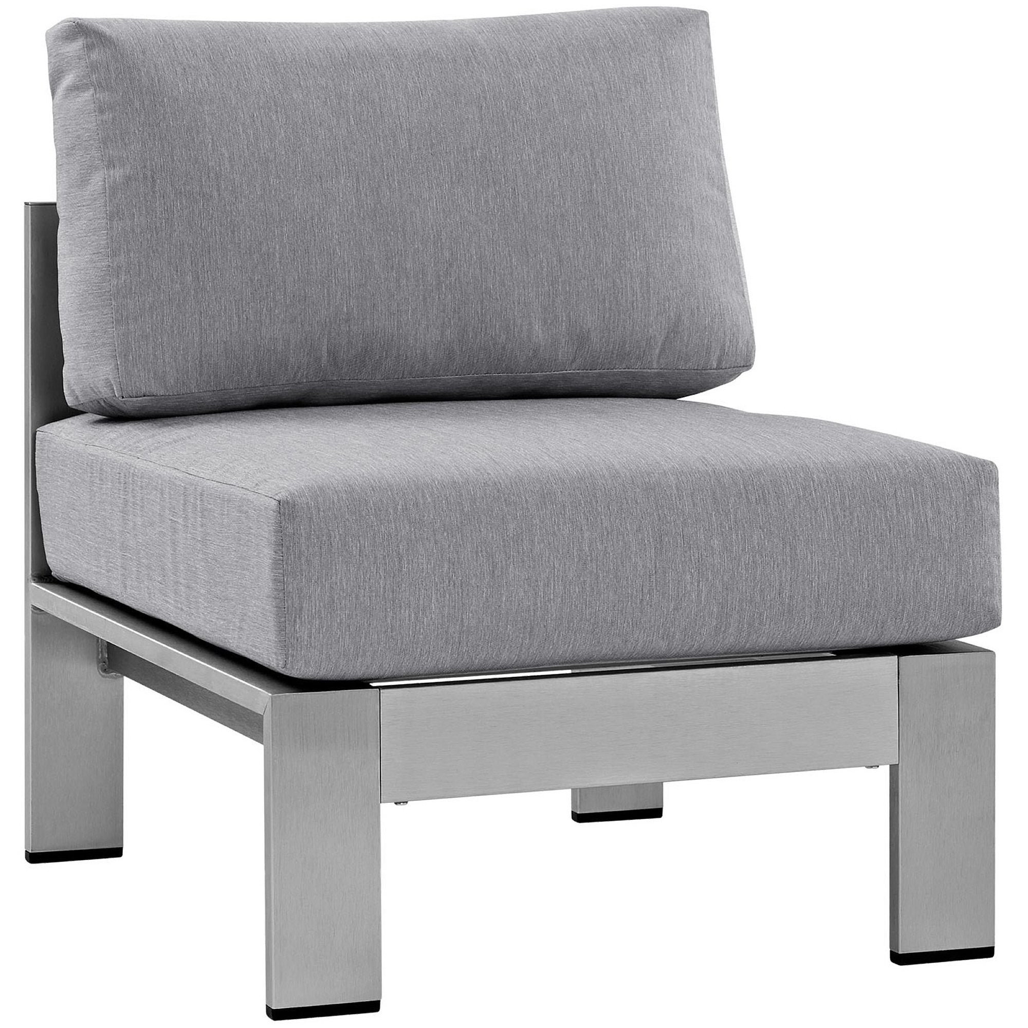 Shore 7 Piece Outdoor Patio Sectional Sofa Set, Silver Gray