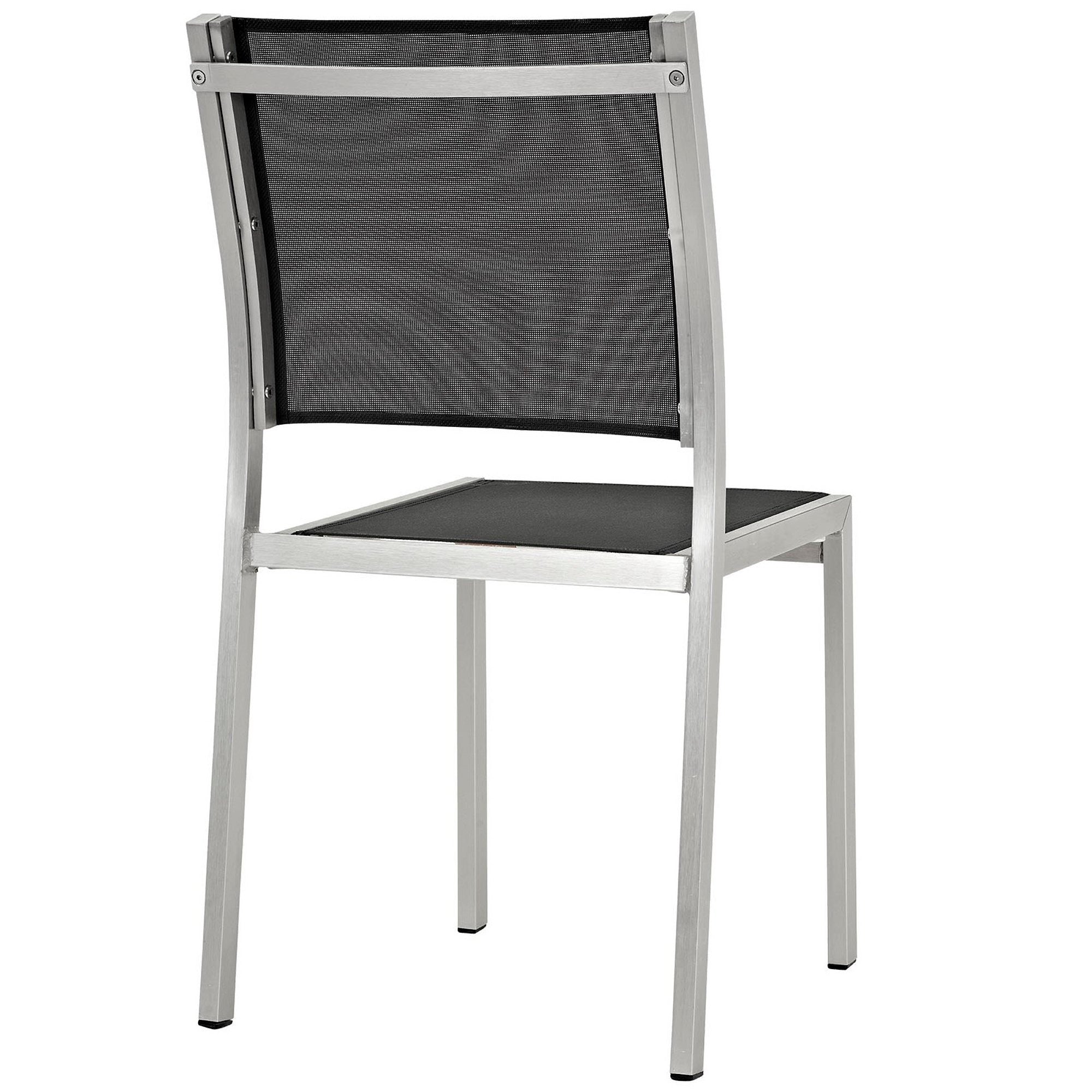 Shore Outdoor Patio Aluminum Side Chair Set of 2, Silver Black