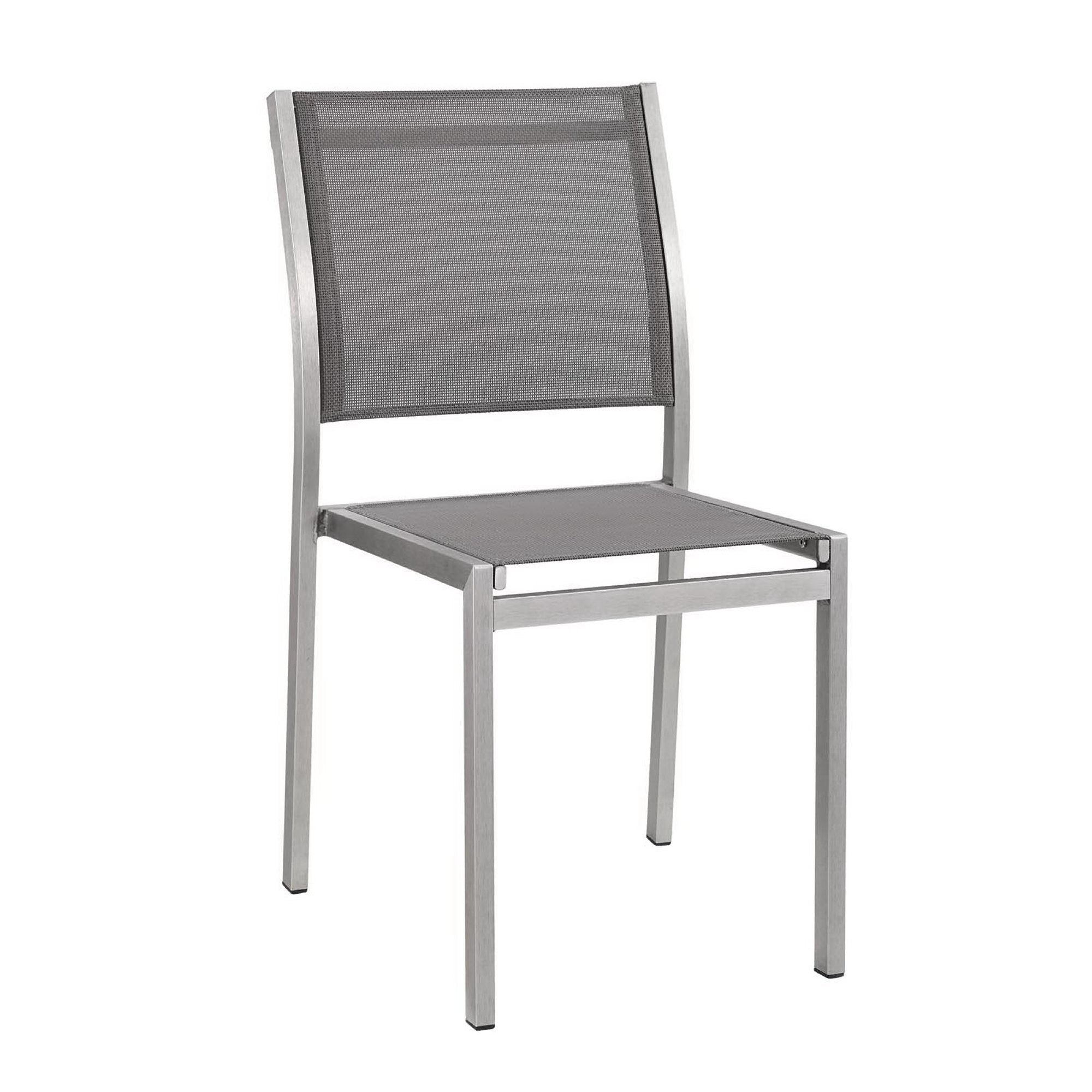 Shore Outdoor Patio Aluminum Side Chair Set of 2, Silver Gray