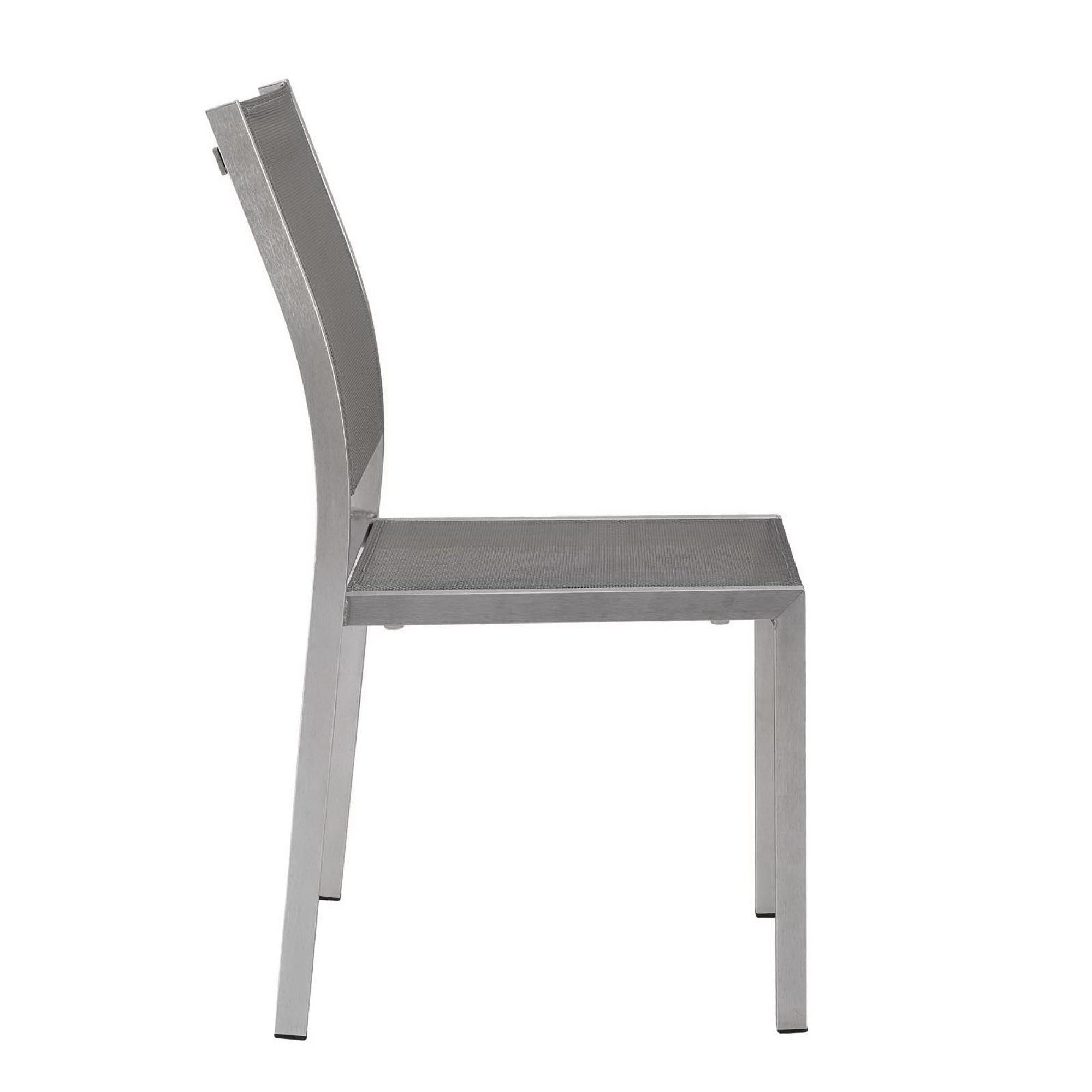 Shore Outdoor Patio Aluminum Side Chair Set of 2, Silver Gray
