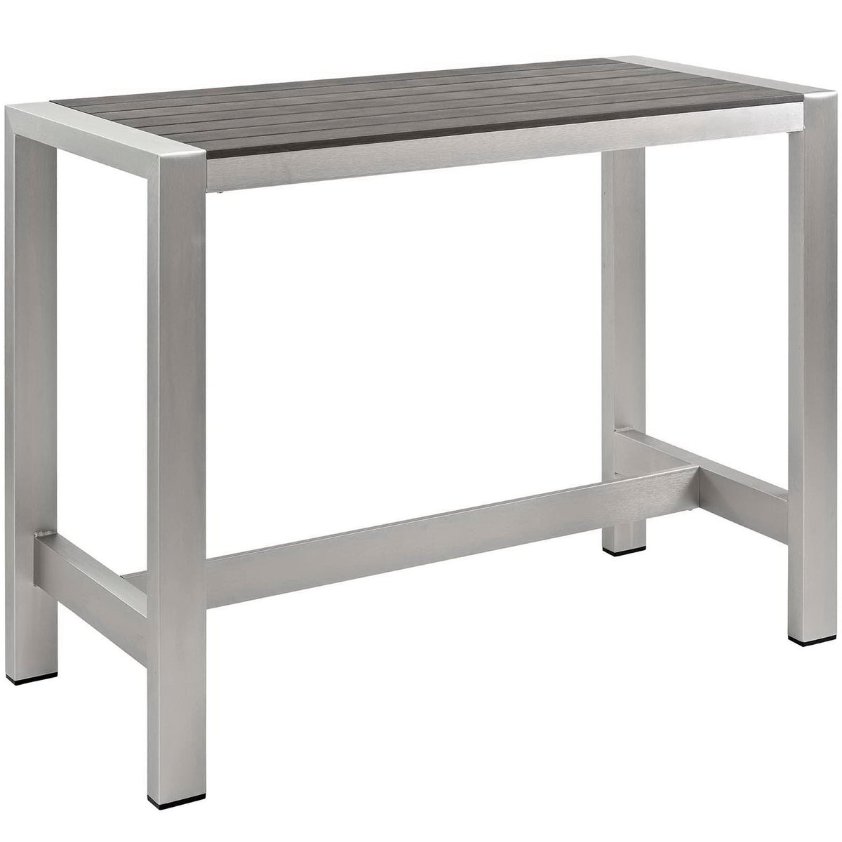 Shore 5 Piece Outdoor Patio Aluminum Dining Set, Silver Gray
