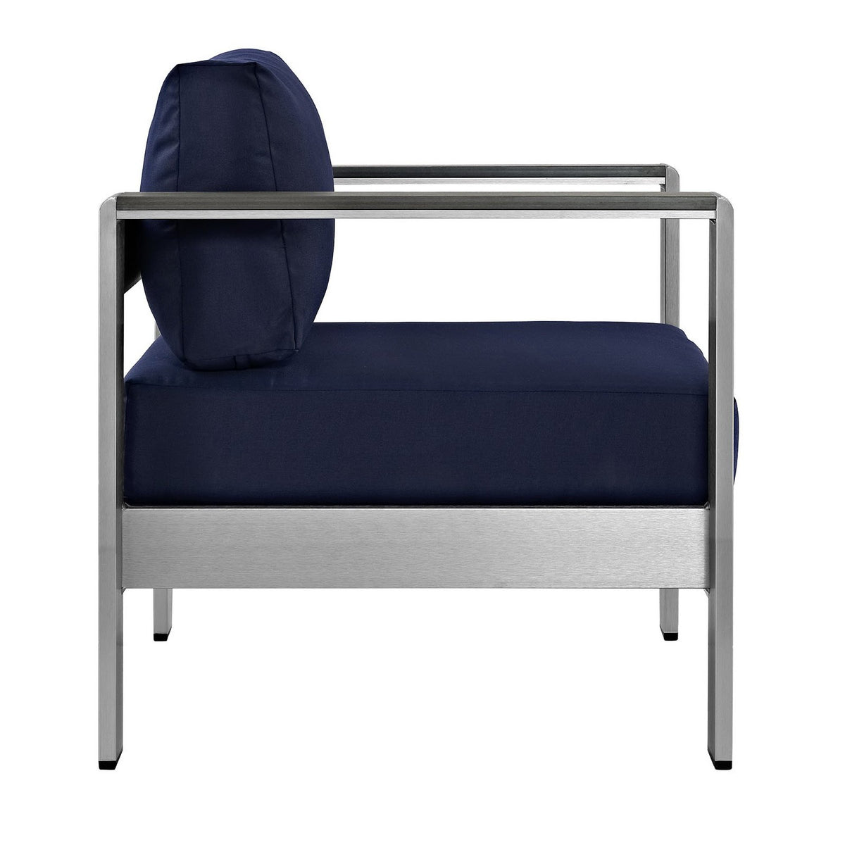 Shore 3 Piece Outdoor Patio Aluminum Set, Silver Navy