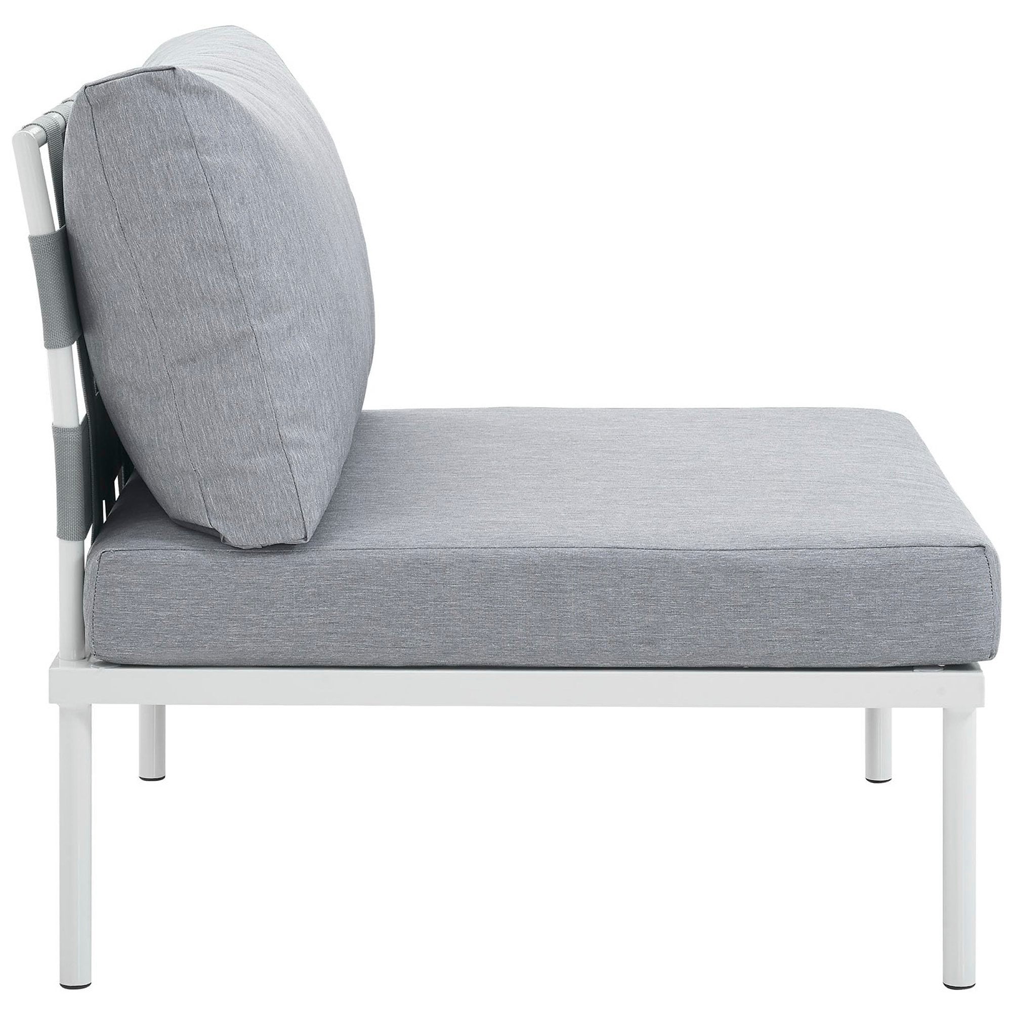 Harmony Armless Outdoor Patio Aluminum Chair, White Gray