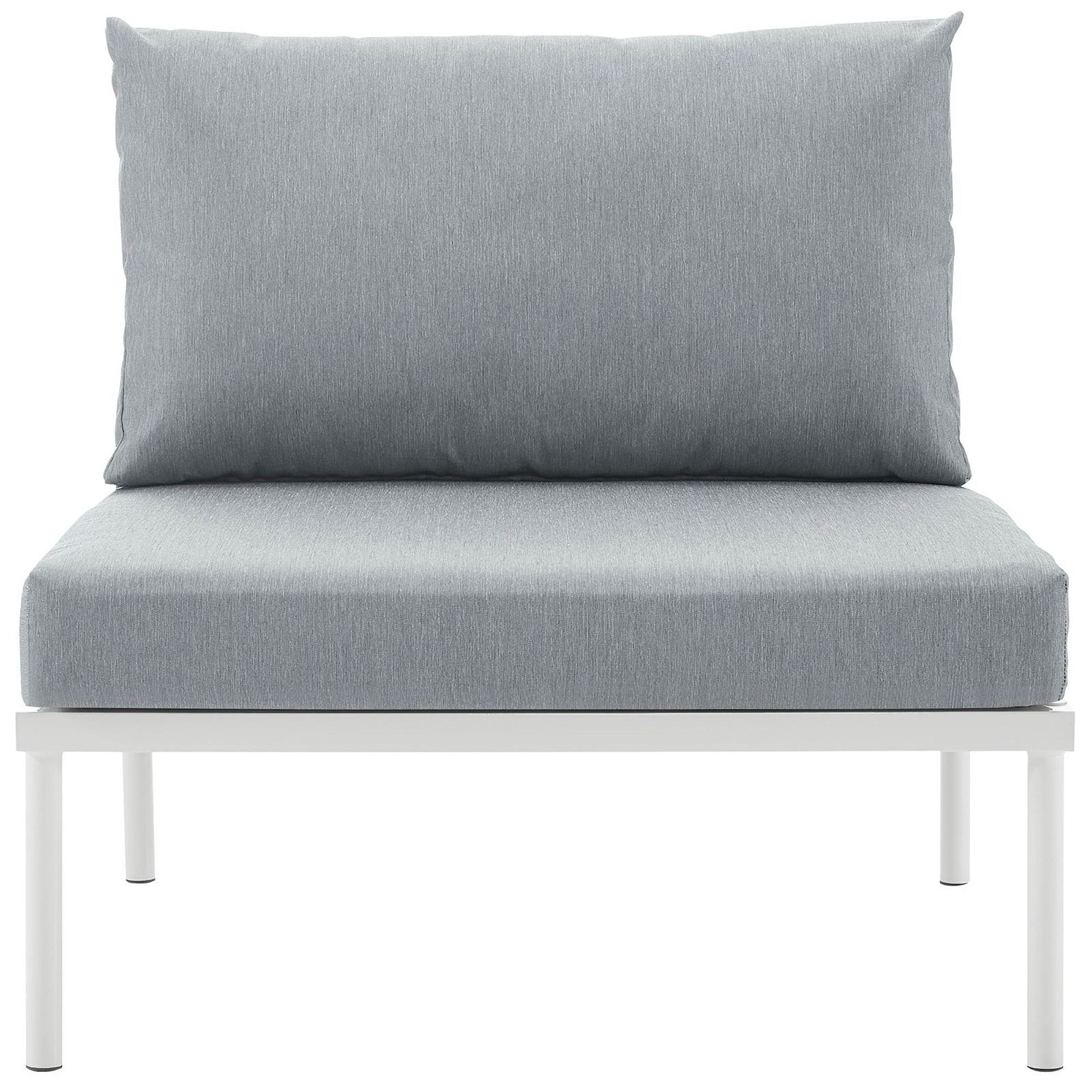 Harmony Armless Outdoor Patio Aluminum Chair, White Gray