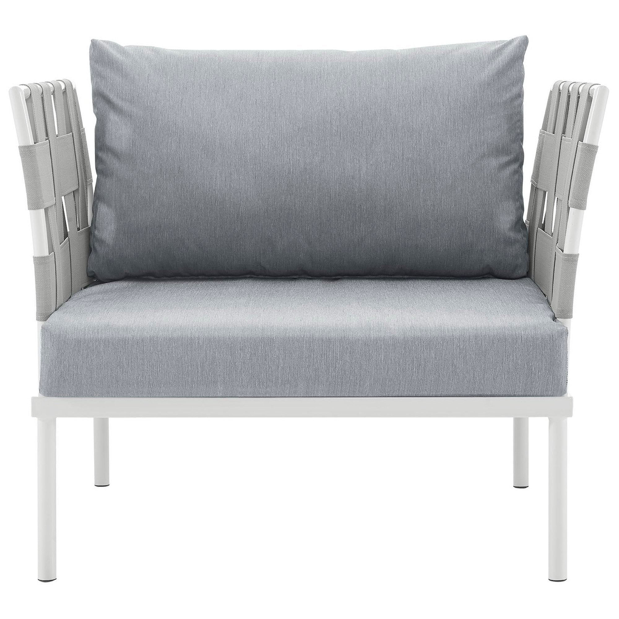 Harmony Outdoor Patio Aluminum Armchair, White Gray