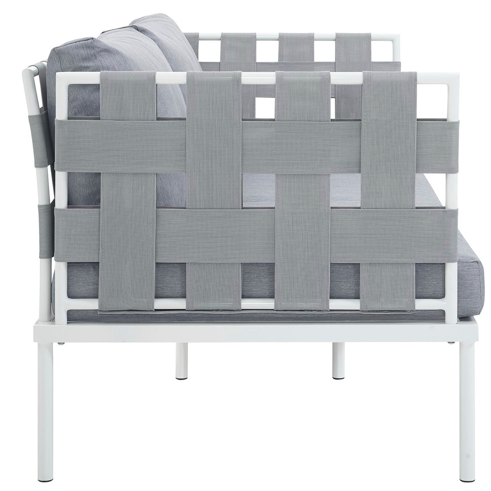 Harmony Outdoor Patio Aluminum Loveseat, White Gray