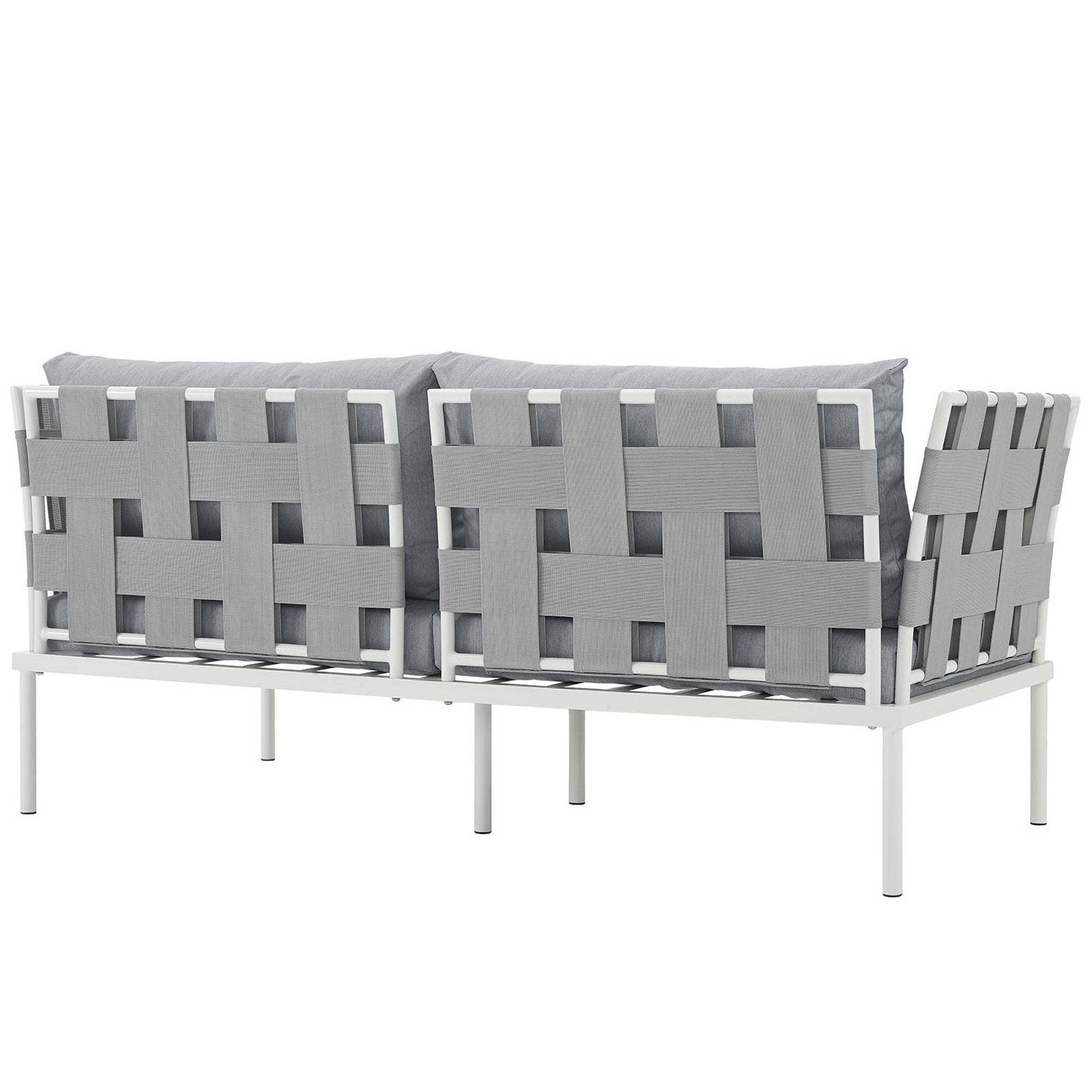 Harmony Outdoor Patio Aluminum Loveseat, White Gray