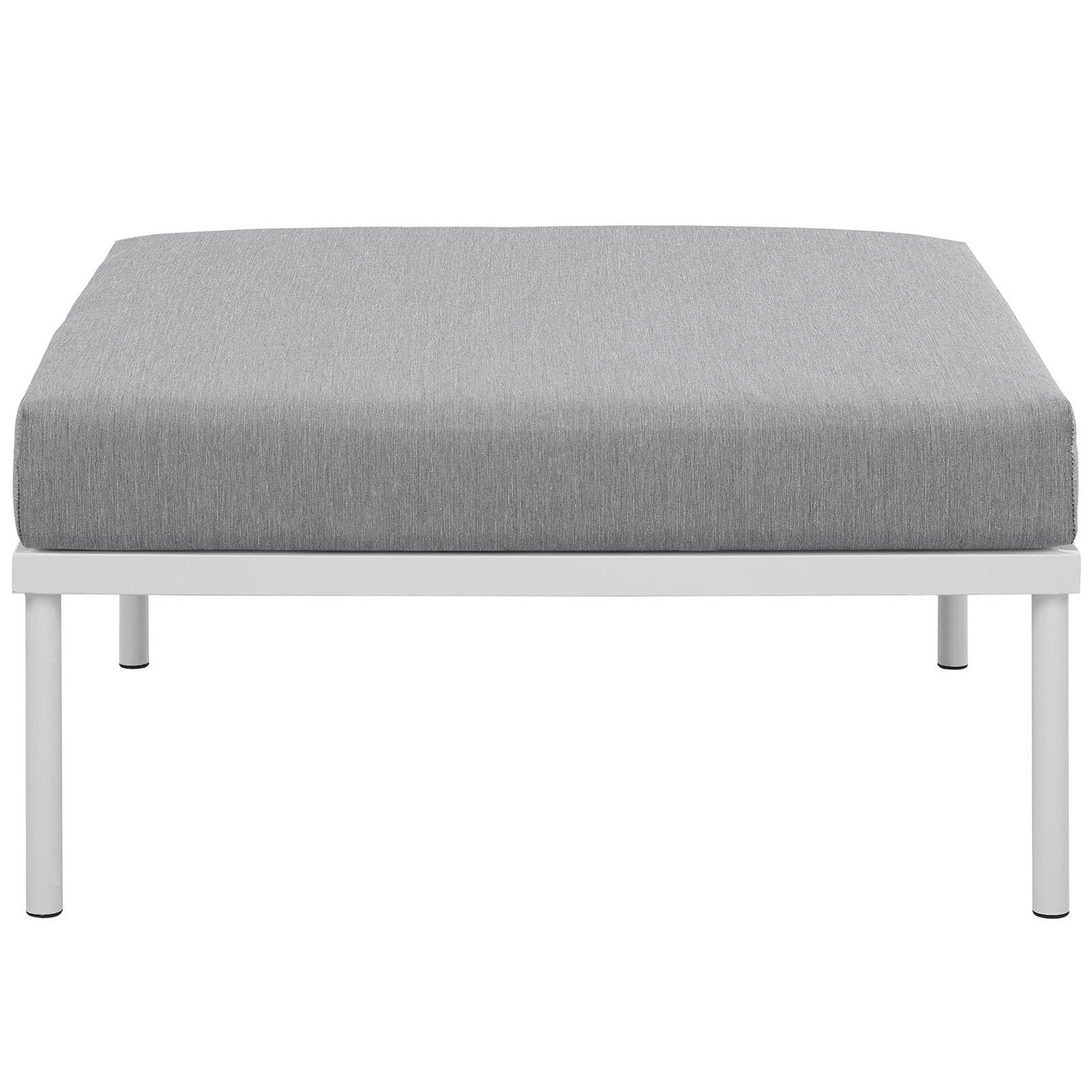 Harmony Outdoor Patio Aluminum Ottoman, White Gray