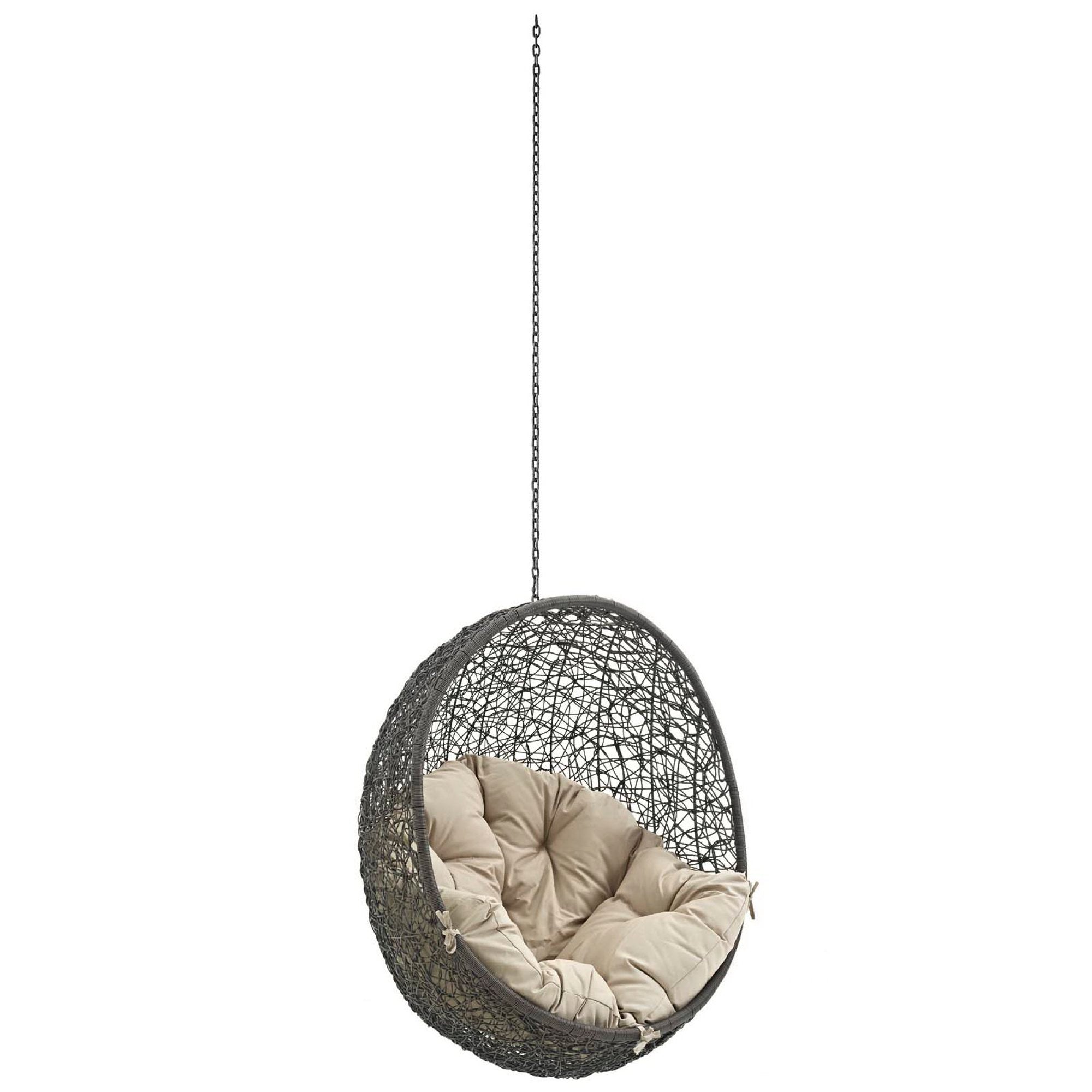 Hide Outdoor Patio Swing Chair Without Stand, Gray Beige
