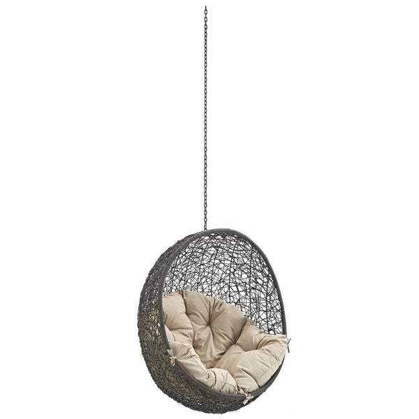 Hide Outdoor Patio Swing Chair Without Stand, Gray Beige