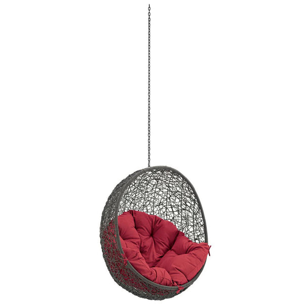 Hide Outdoor Patio Swing Chair Without Stand, Gray Red