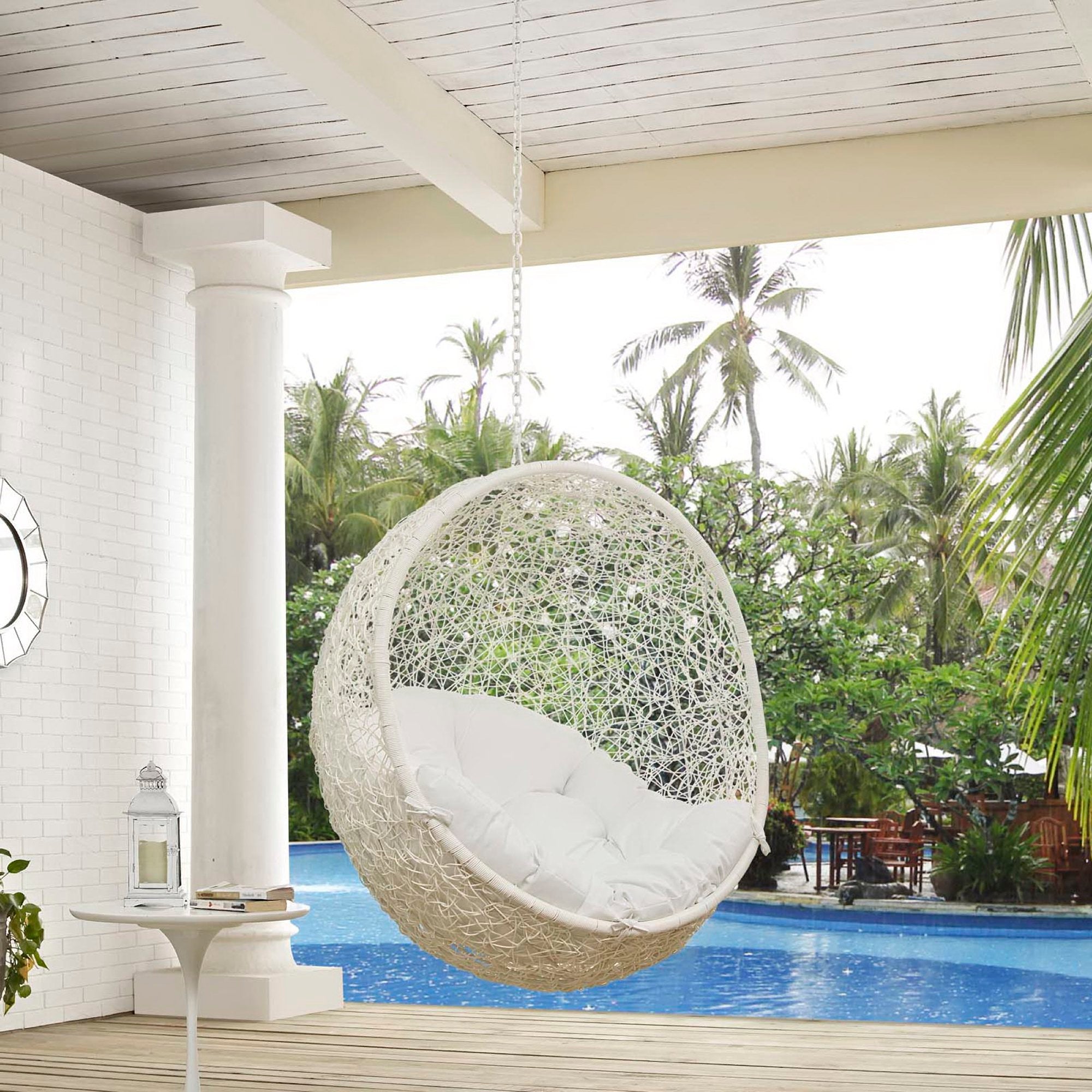 Hide Outdoor Patio Swing Chair Without Stand, White