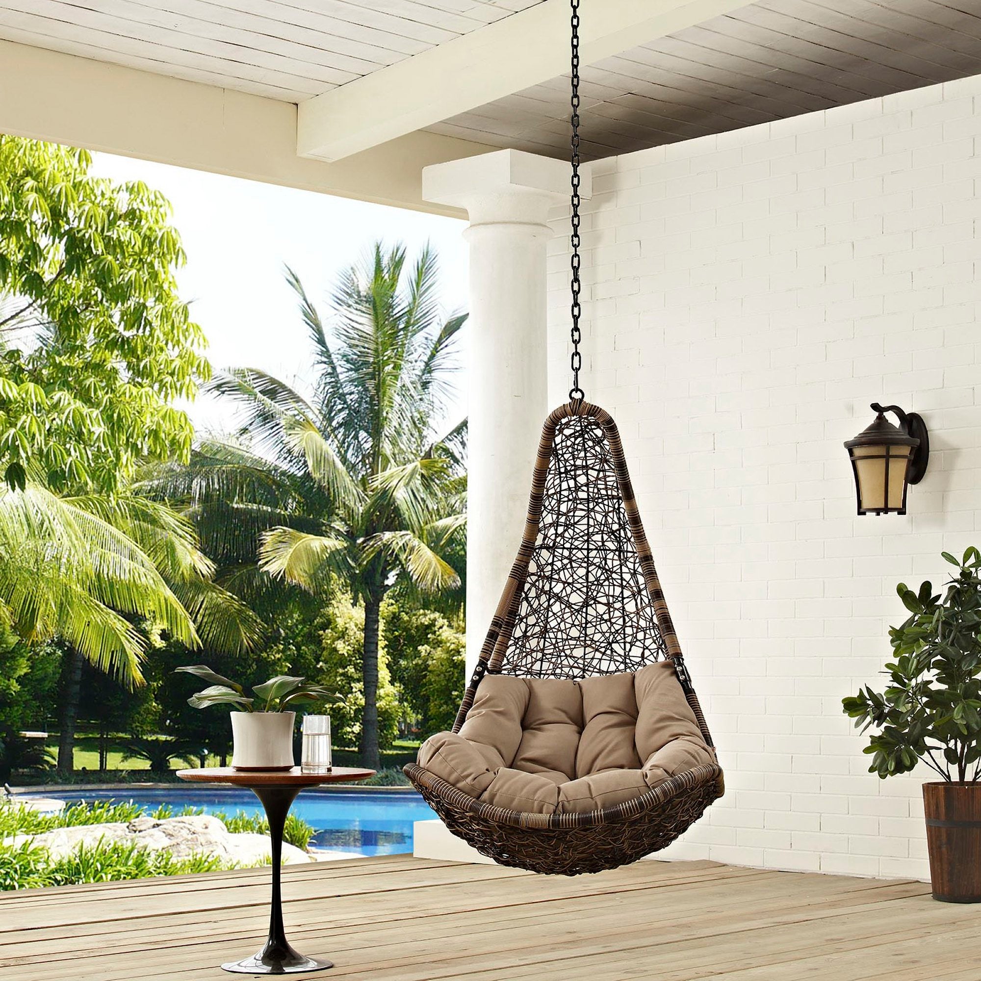 Abate Outdoor Patio Swing Chair Without Stand, Black Mocha